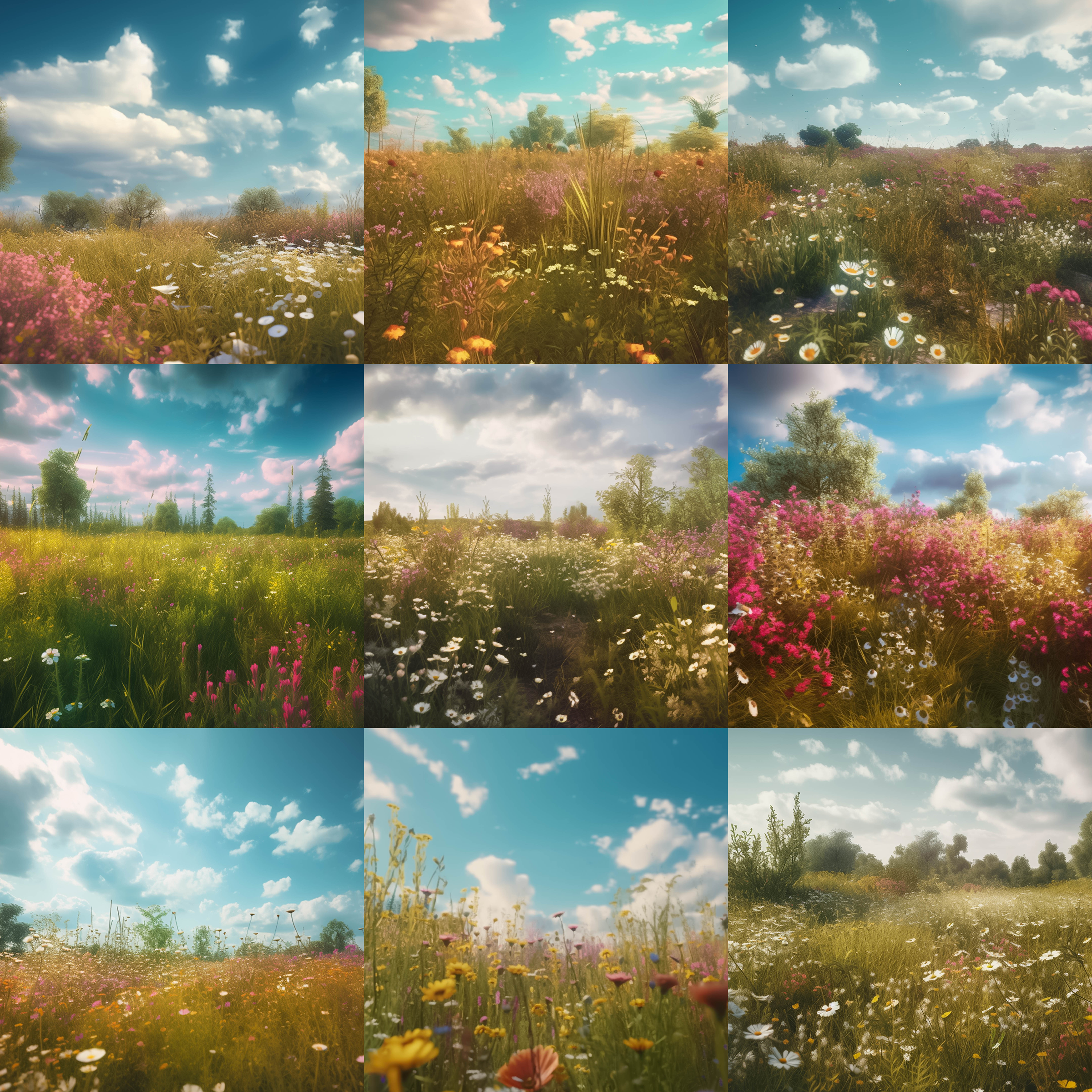 Vivid Floral Fields Digital Background Bundle