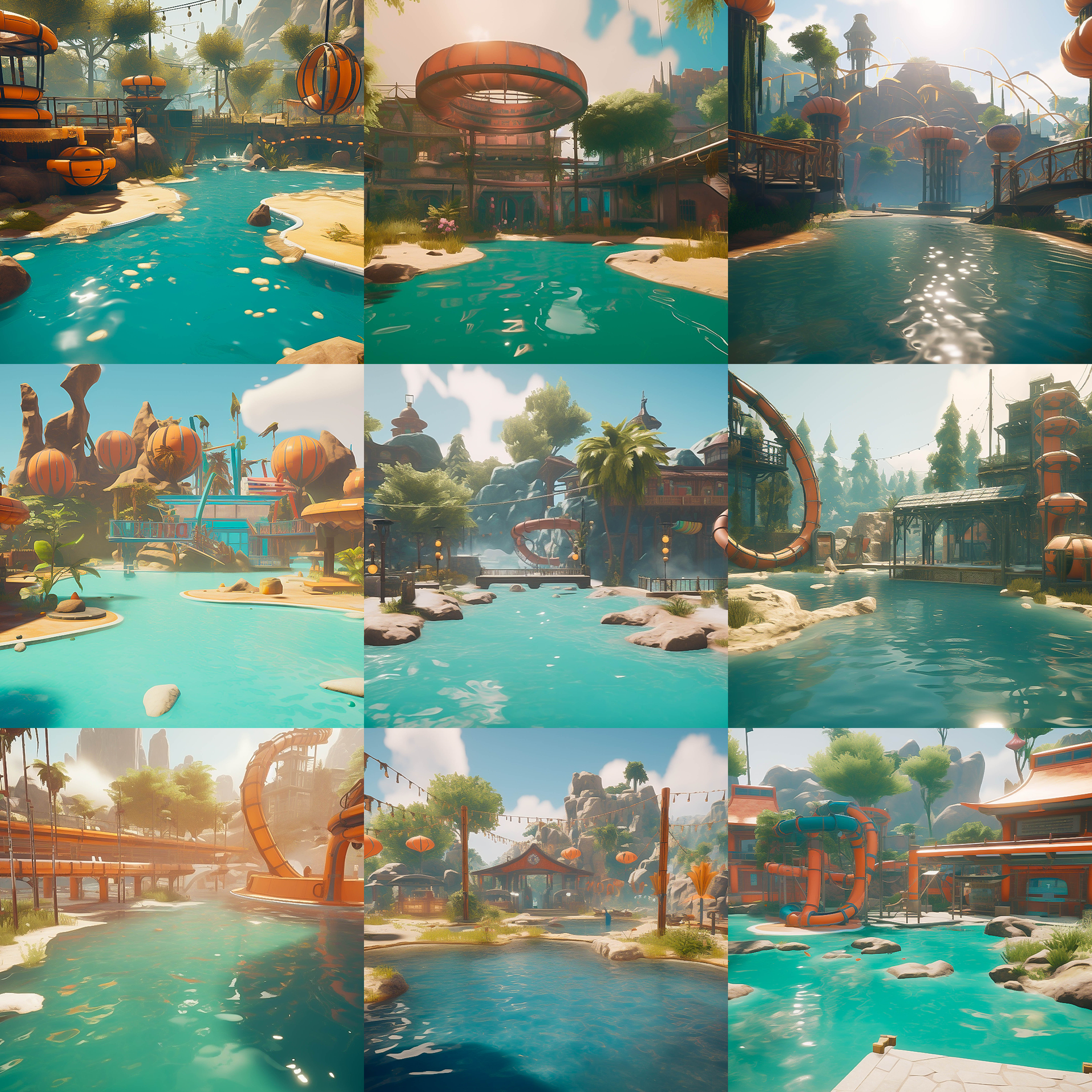 Whimsical Water Park Digital Background Bundle