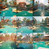 Whimsical Water Park Digital Background Bundle - Meg Bitton Productions