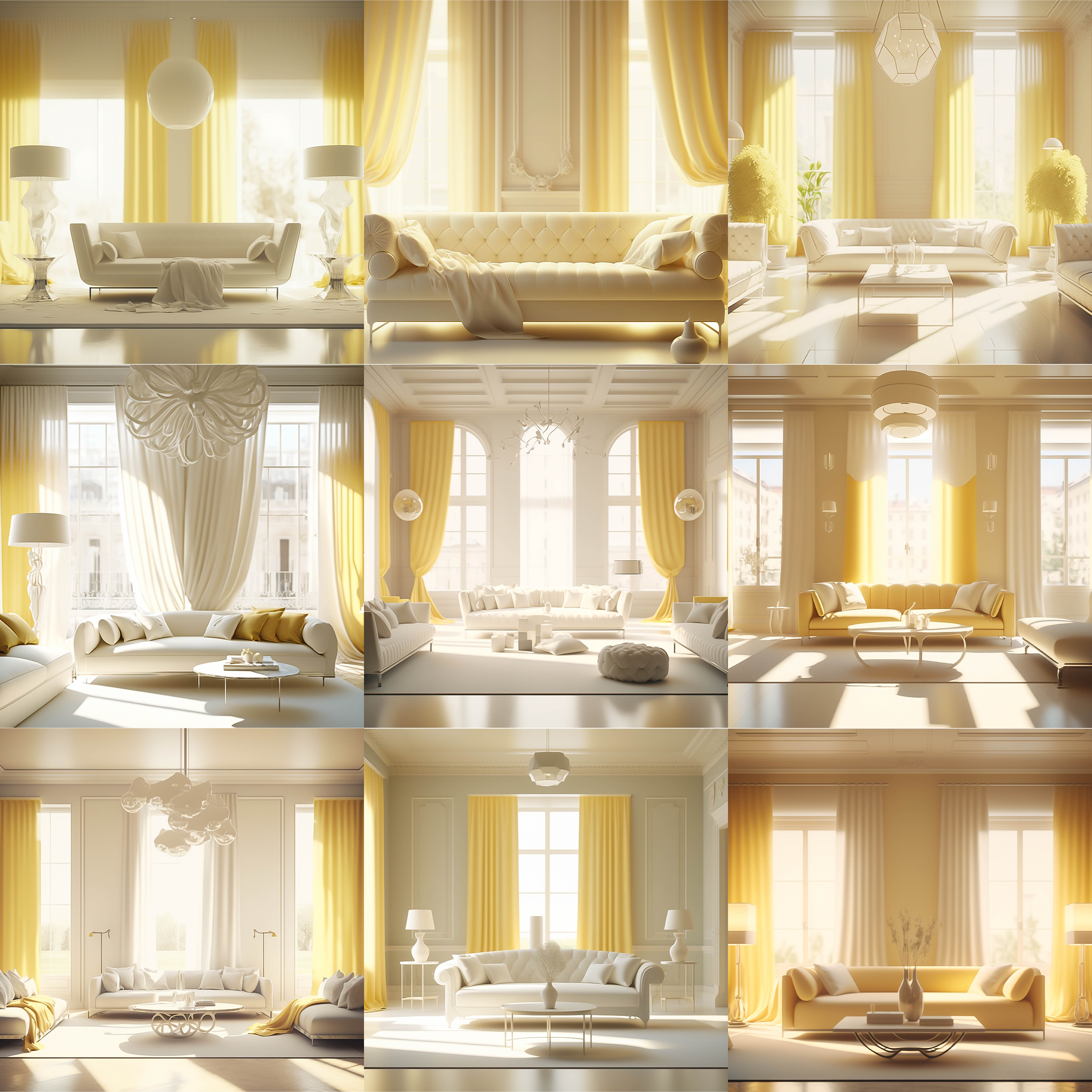 Yellow Living Rooms Digital Background Bundle