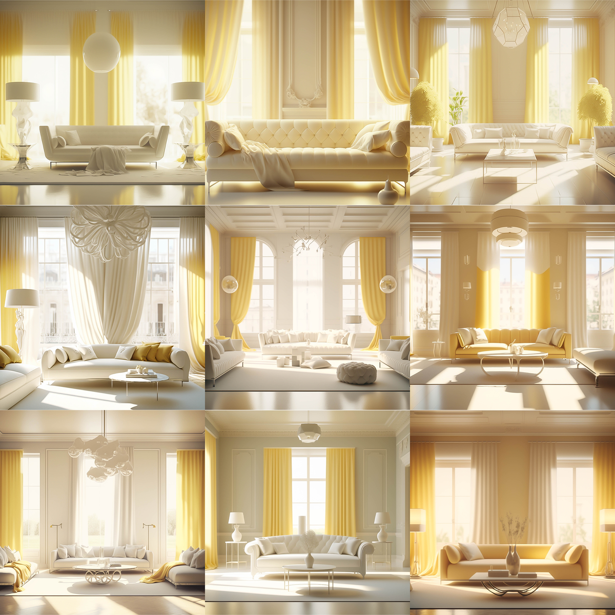 Yellow Living Rooms Digital Background Bundle - Meg Bitton Productions