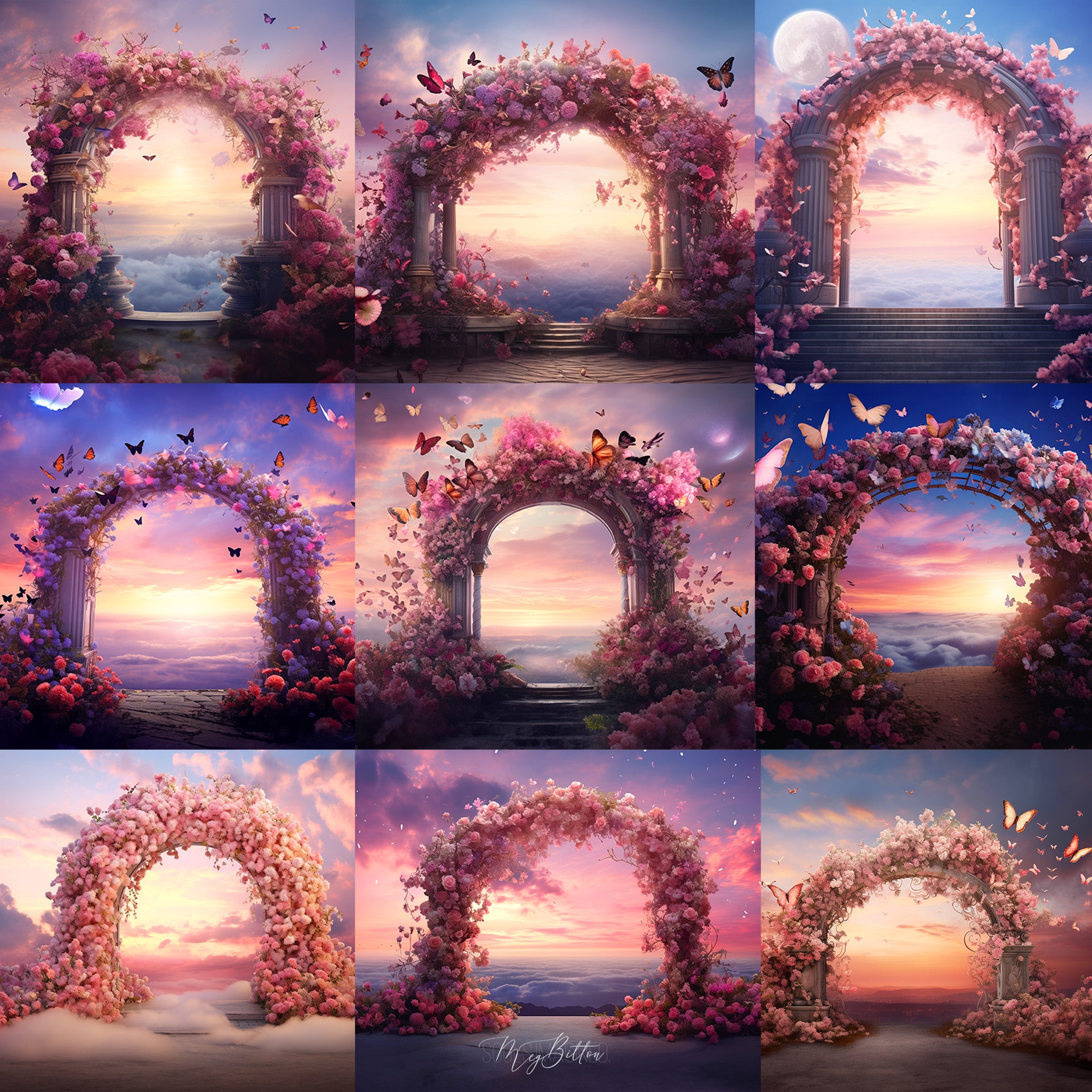 Dreamy Floral Arch Background Bundle