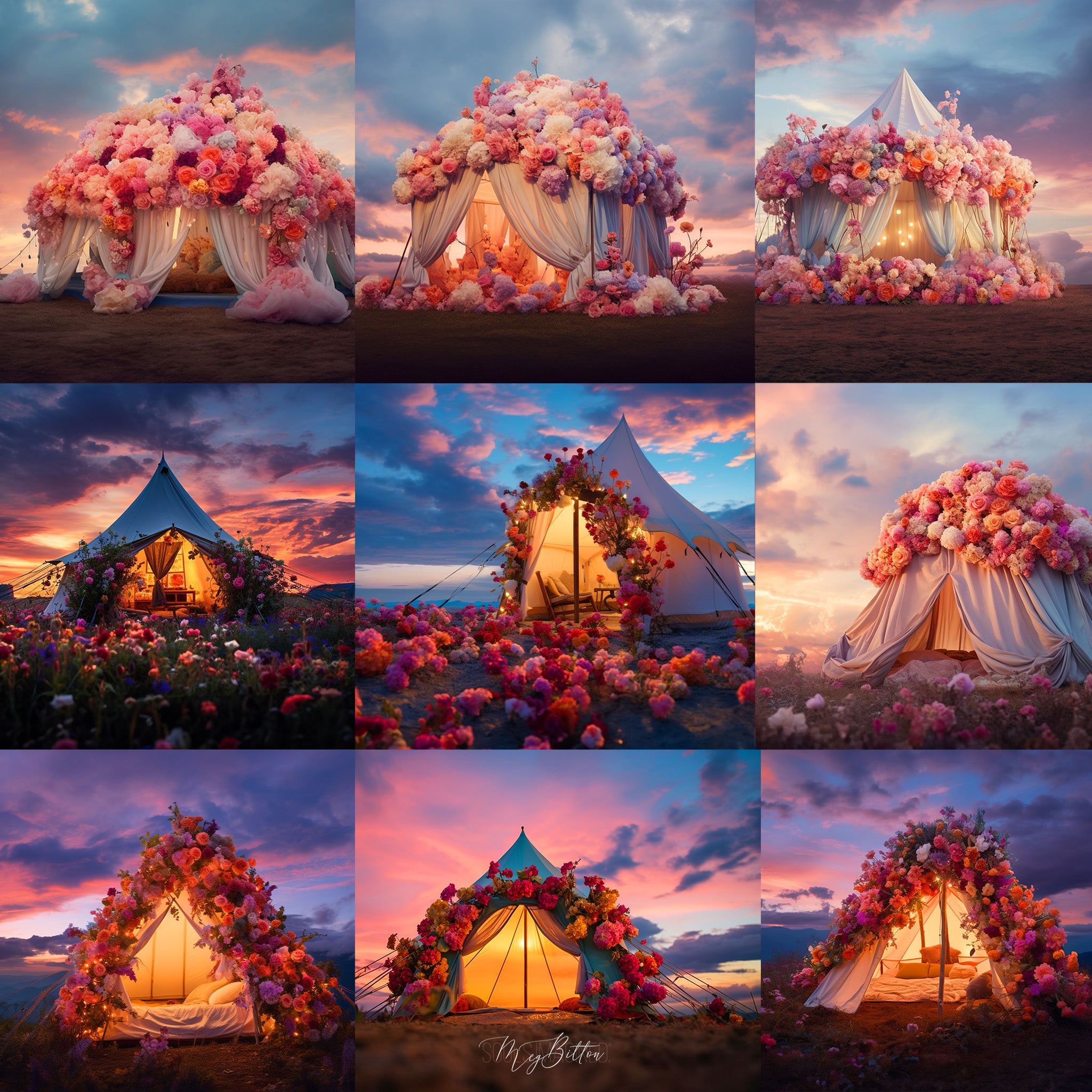 Dreamy Floral Tent Background Bundle