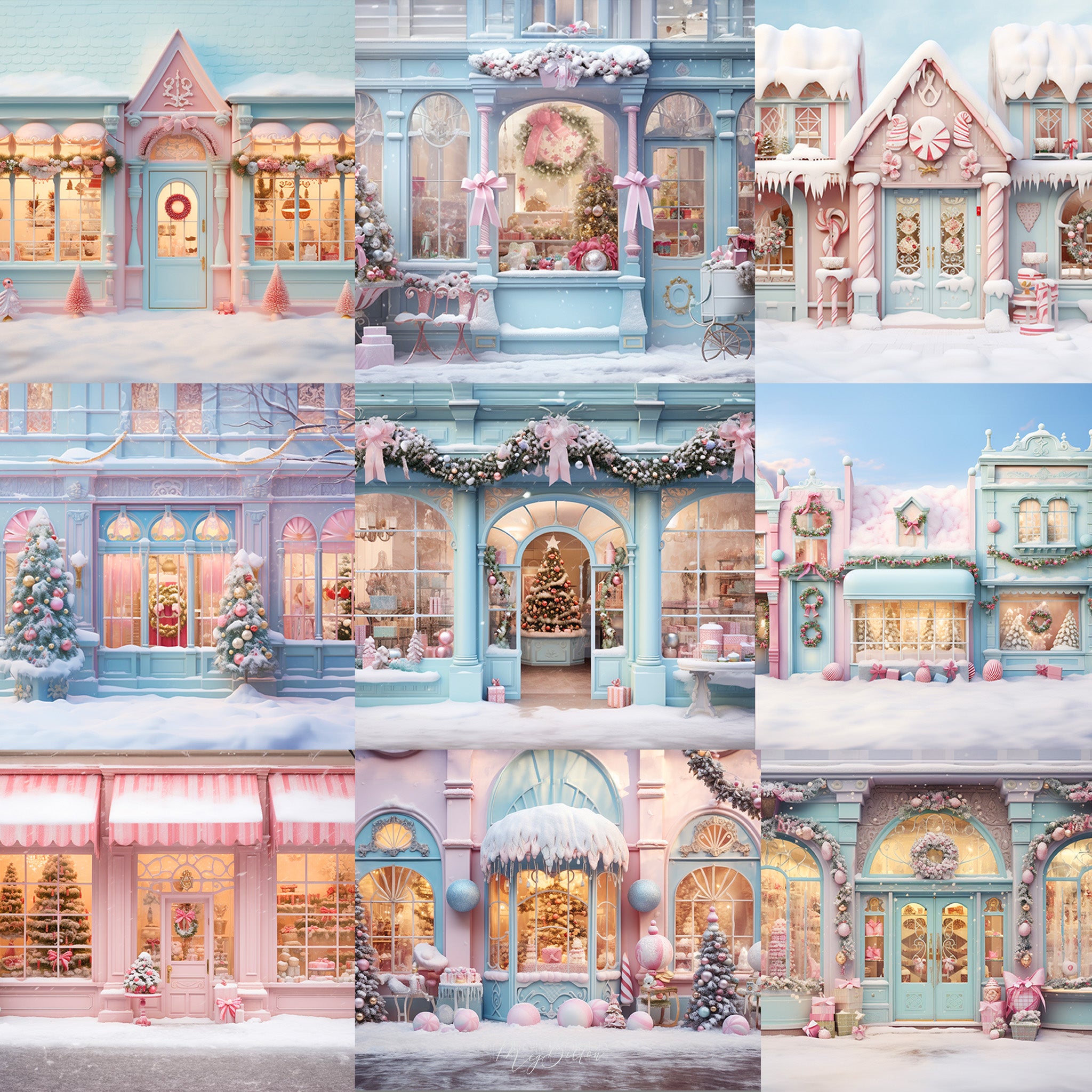 Pastel Christmas Storefront Background Bundle