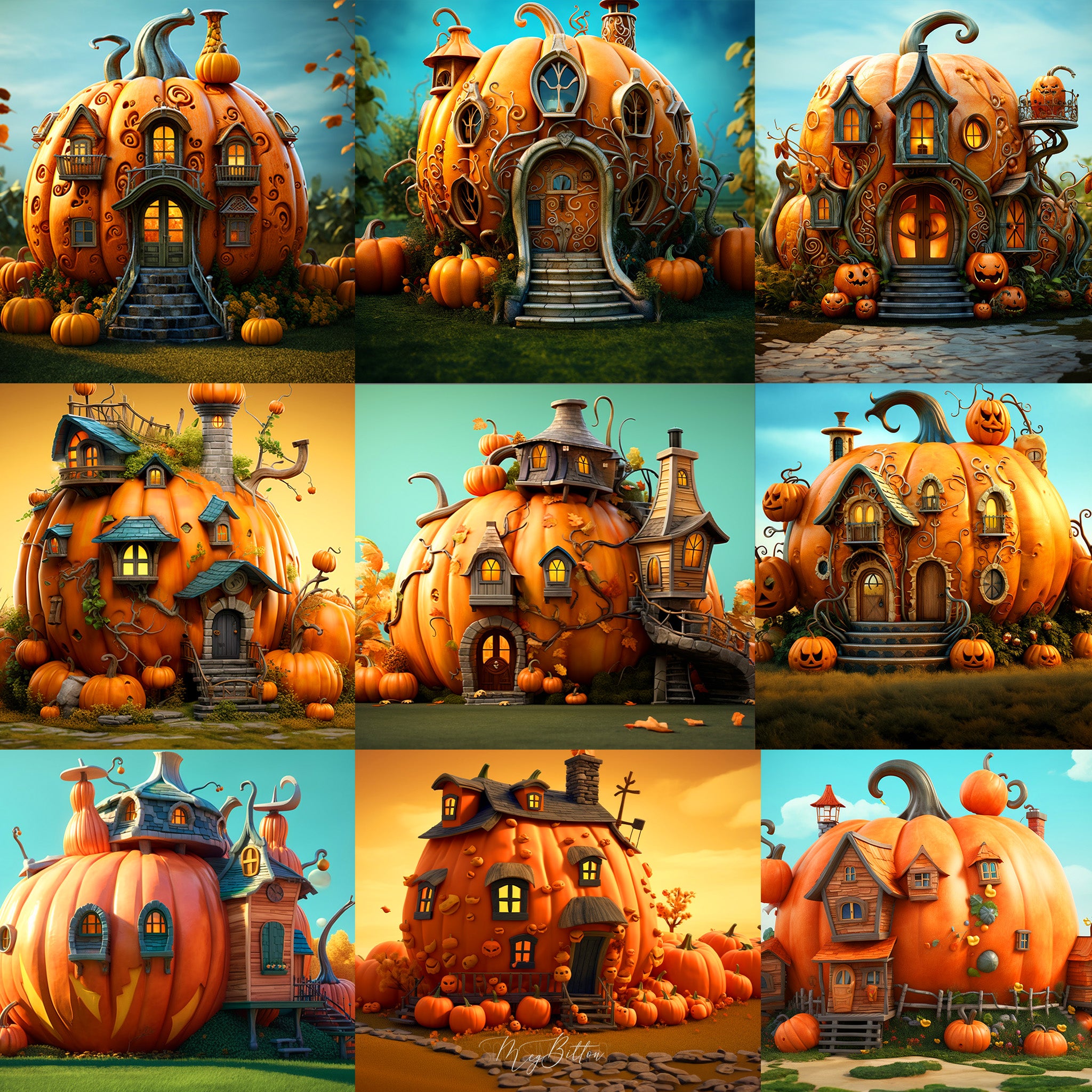 Pumpkin House Background Bundle