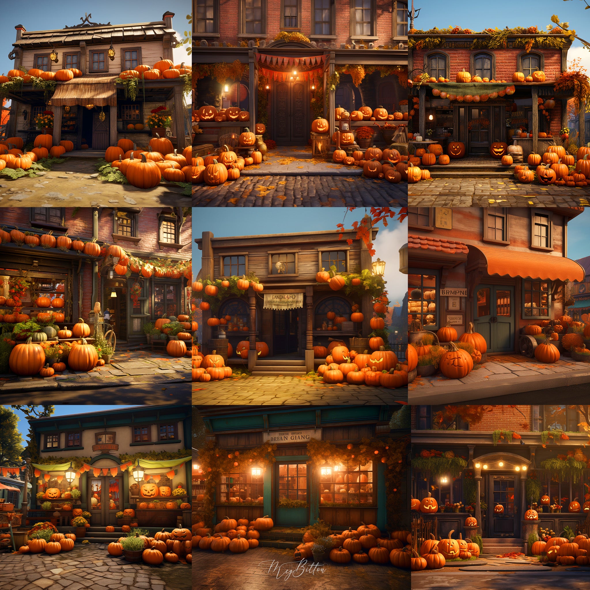 Pumpkin Shop Background Bundle