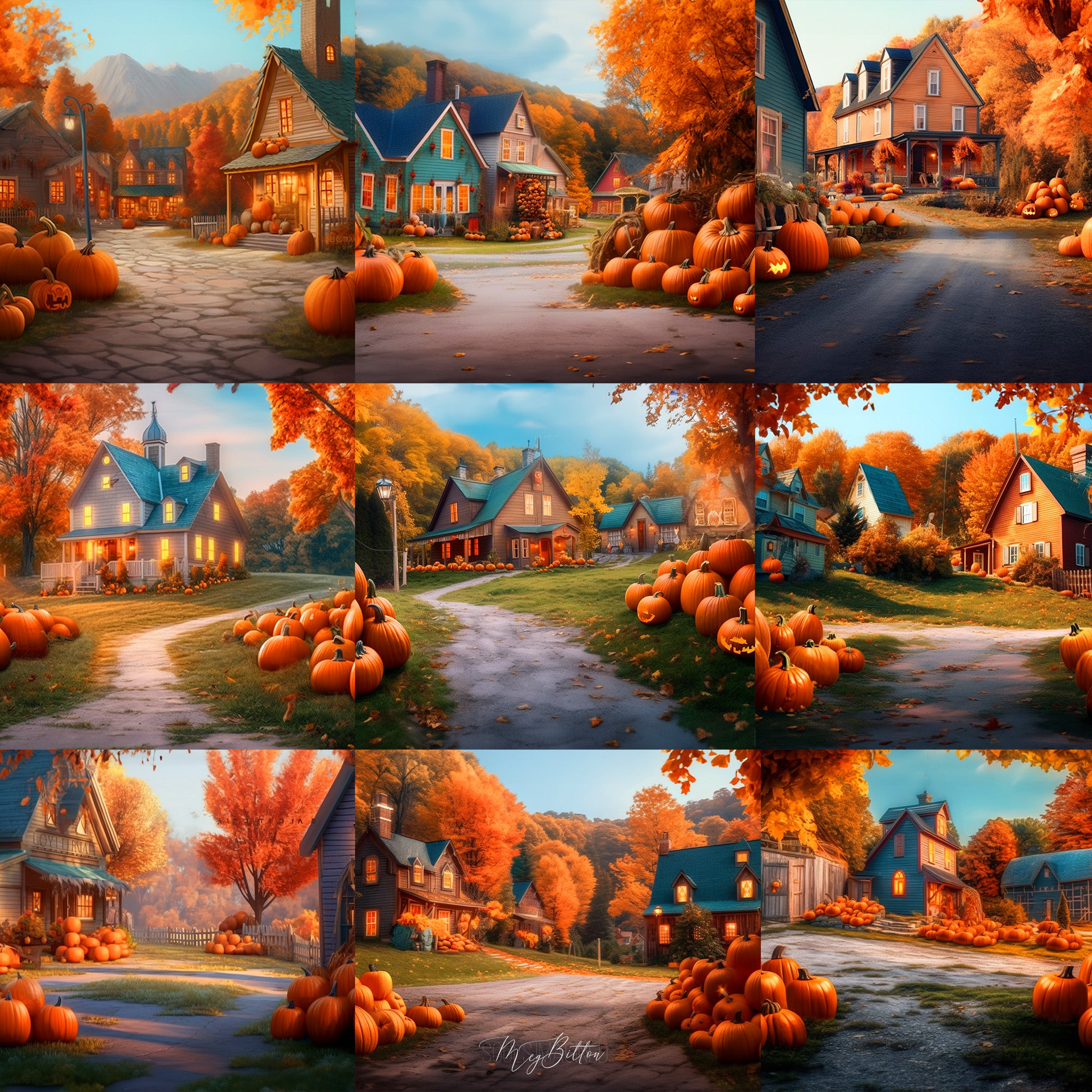 Pumpkin Village Background Bundle