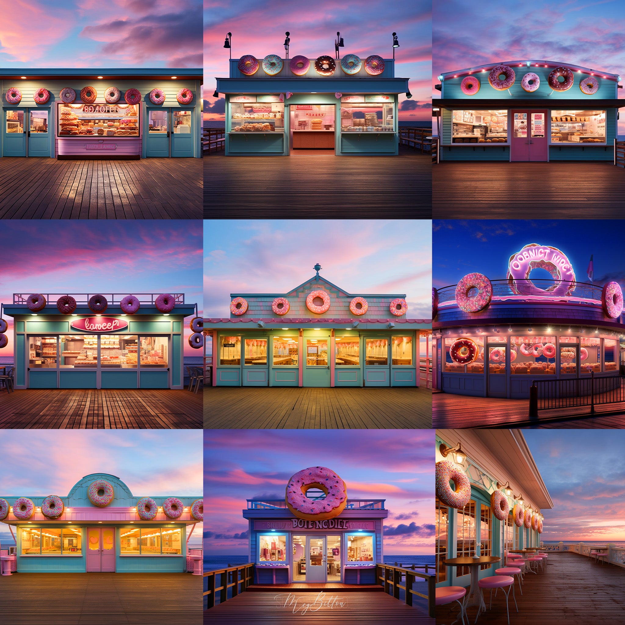 Sunrise Donut Shop Background Bundle