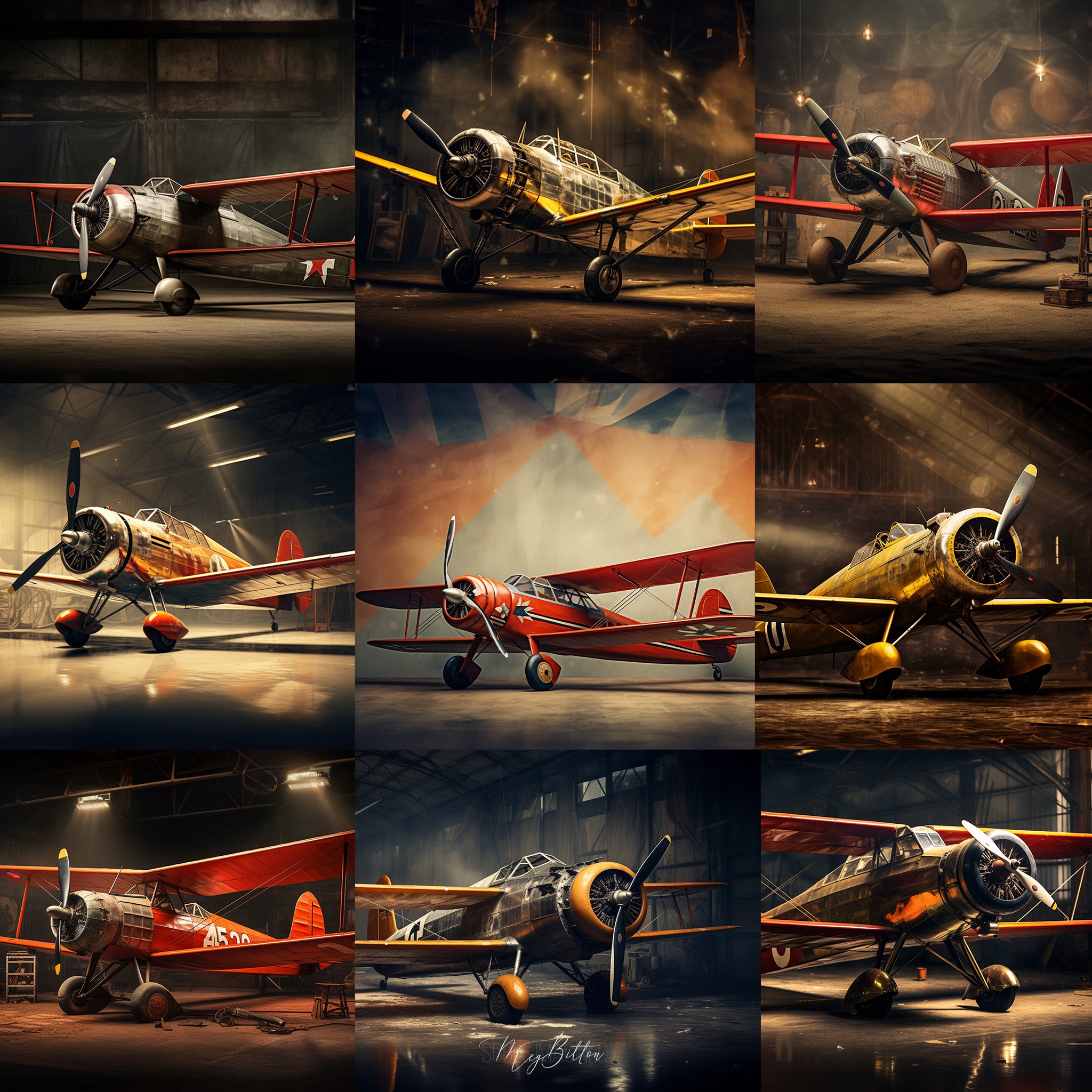 Vintage Airplanes Background Bundle