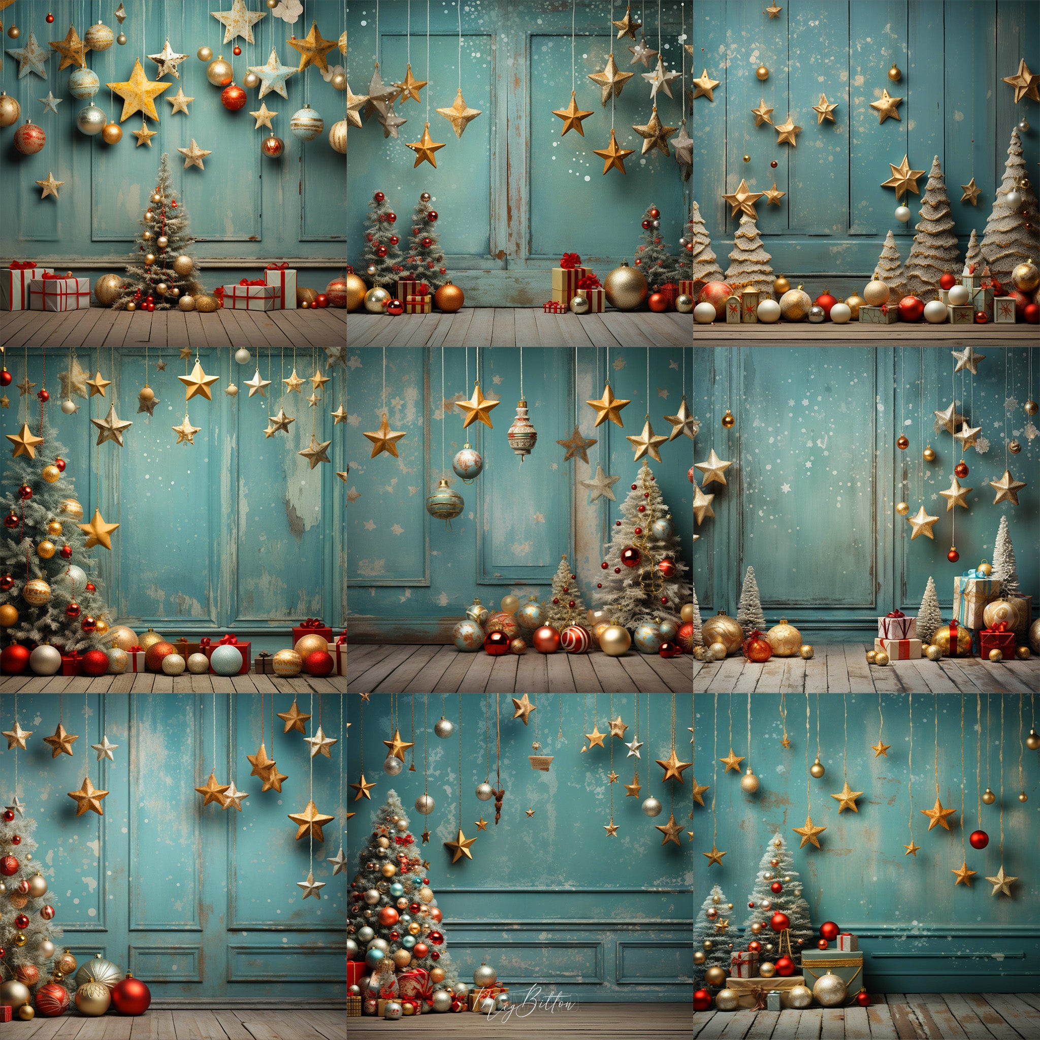 Traditional Christmas Studio Background Bundle