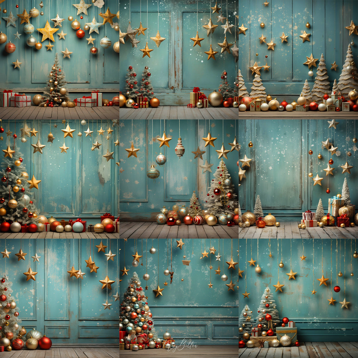 Traditional Christmas Studio Background Bundle