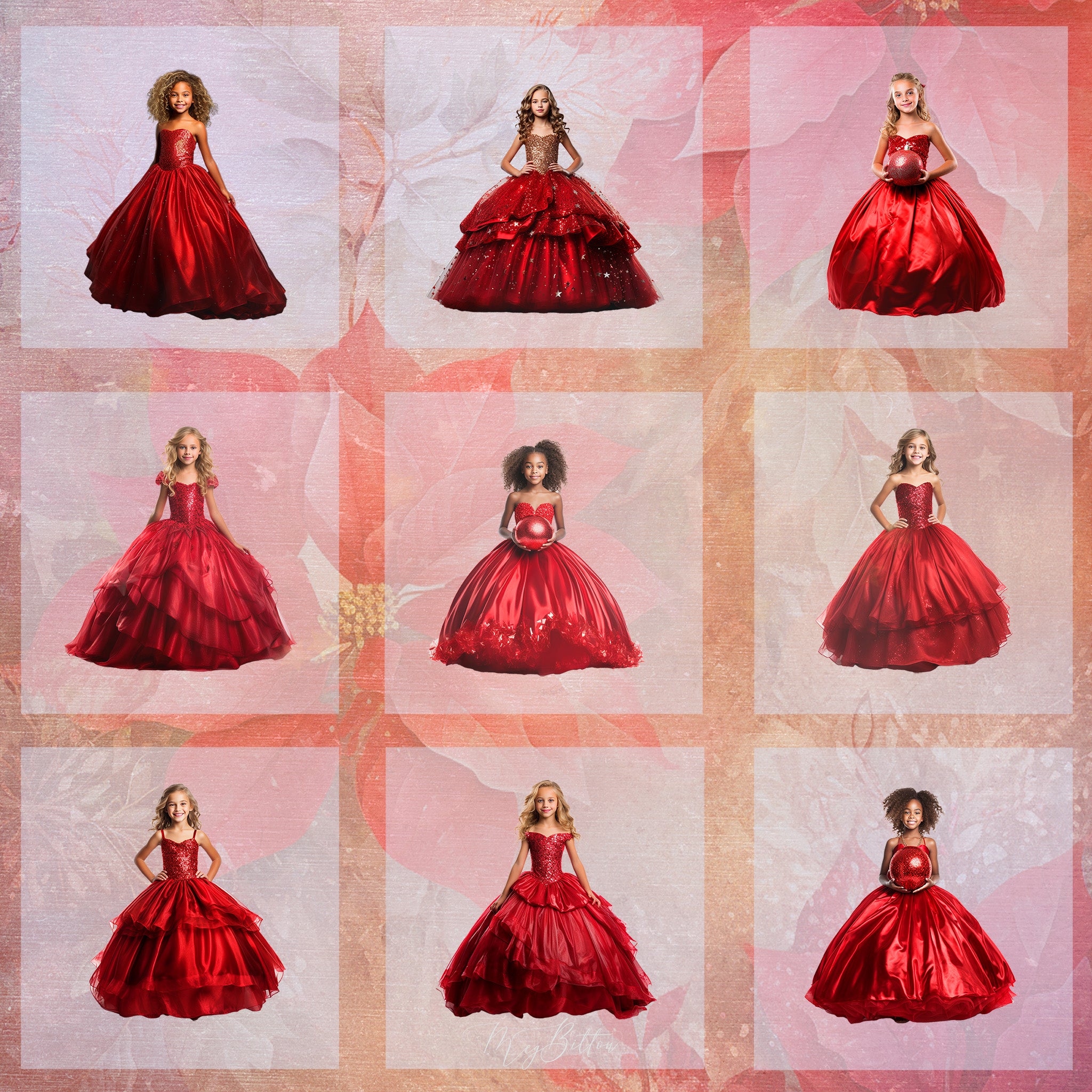 Red Holiday Gown Model Overlays