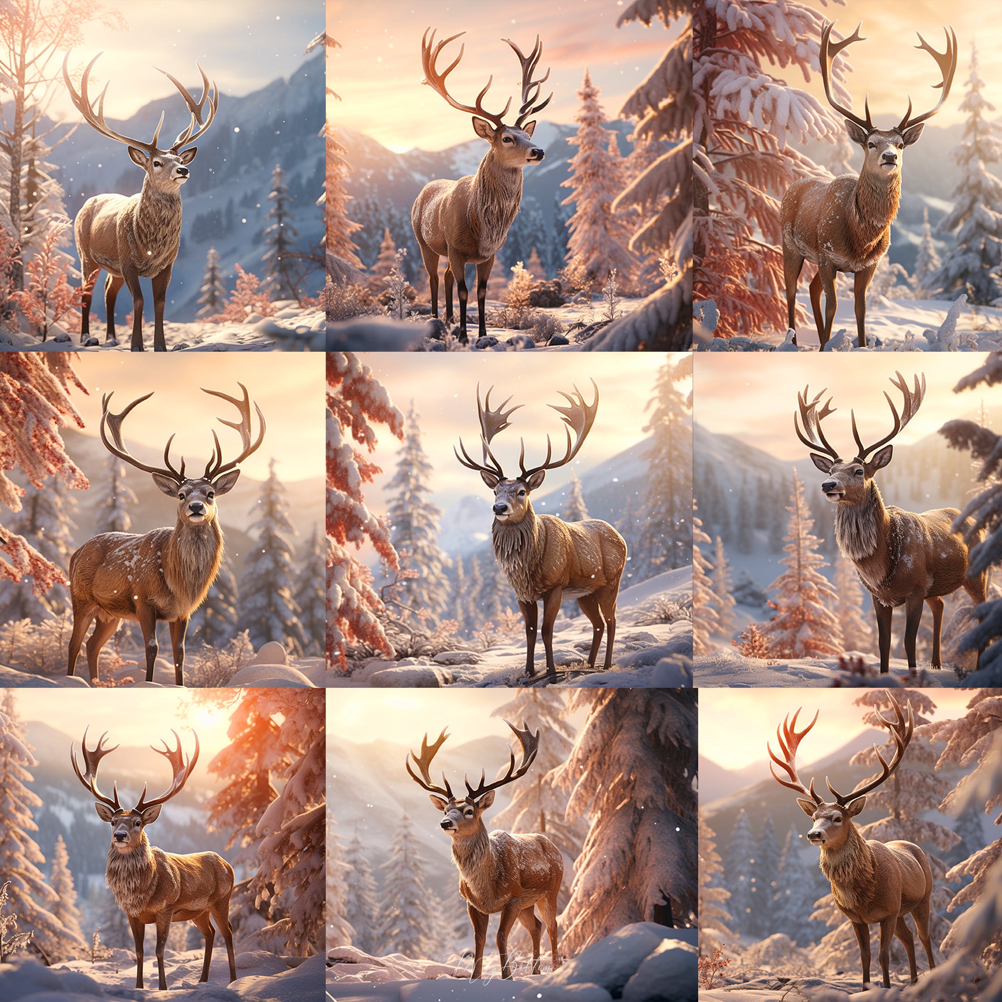 Winter Reindeer Background Bundle - Meg Bitton Productions