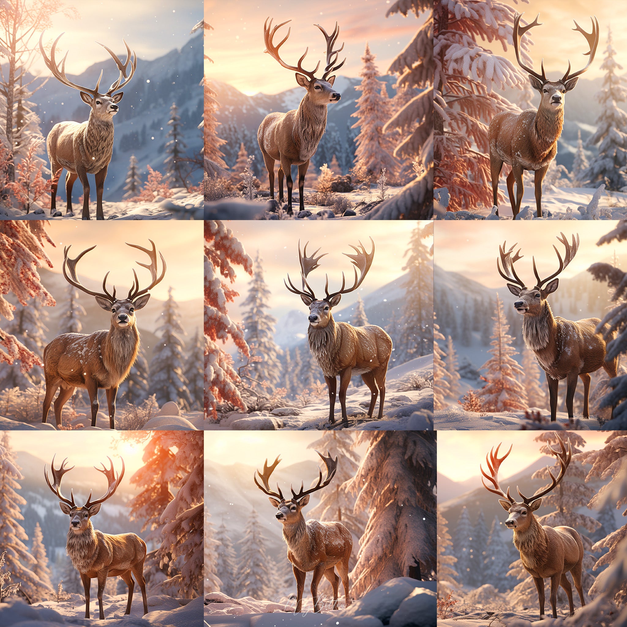 Winter Reindeer Background Bundle