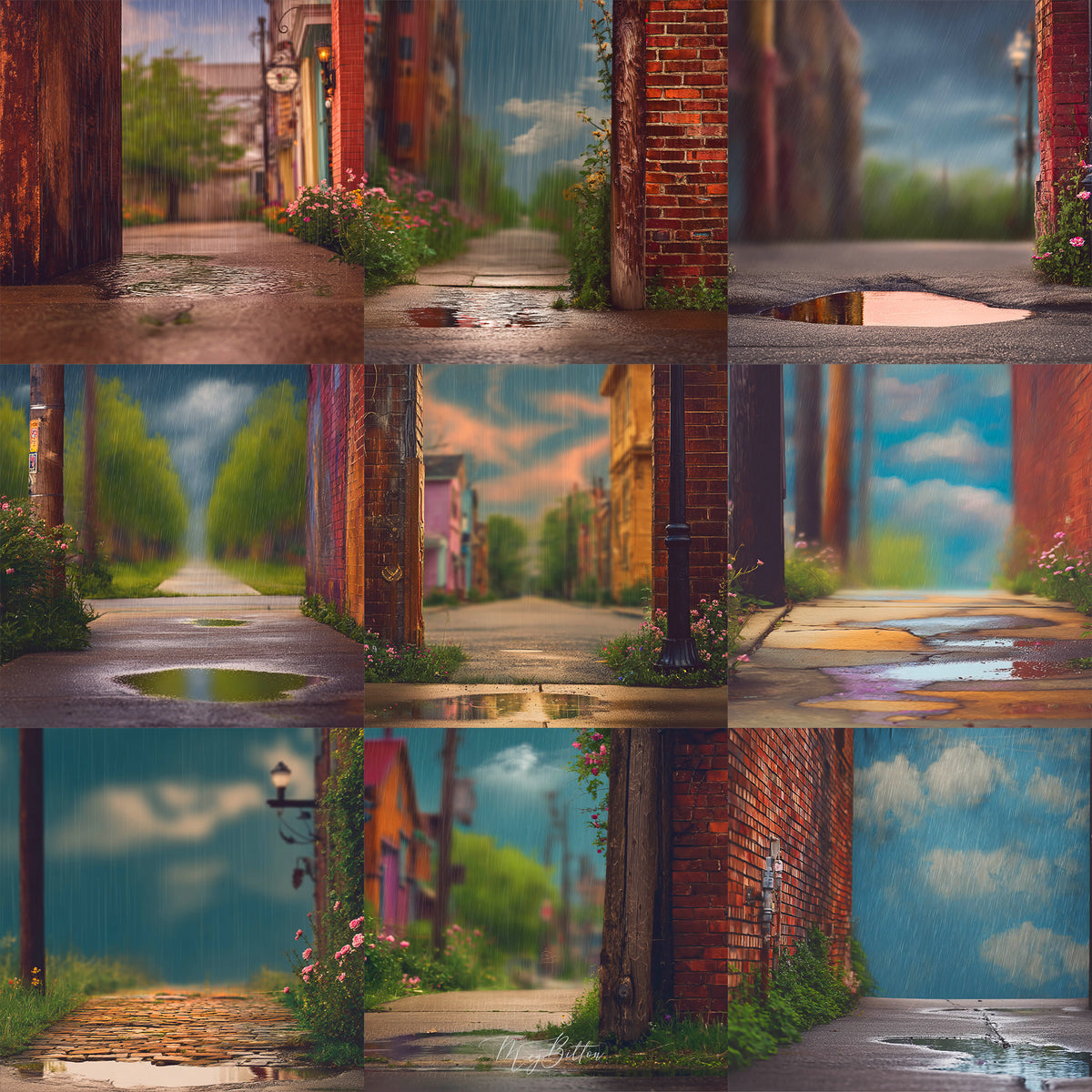 Rainy Alley Background Bundle