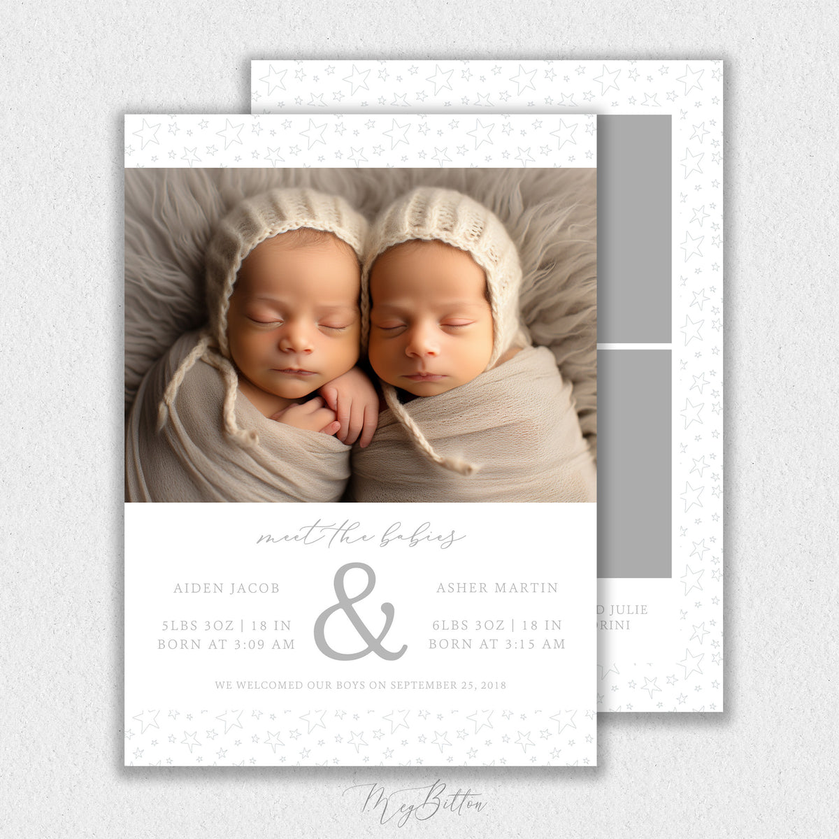 Twin Boys Announcement Template