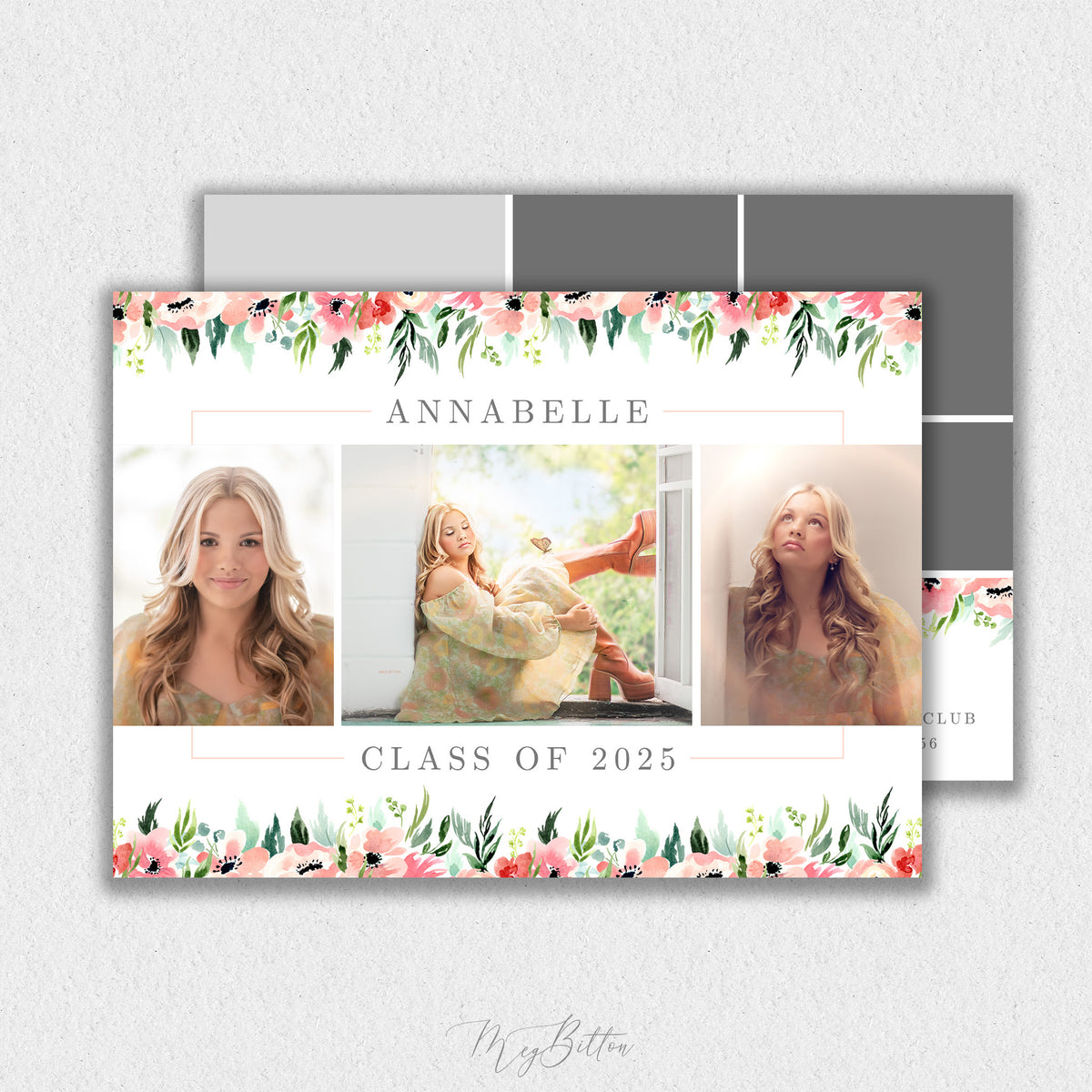 Senior Watercolor Floral Template