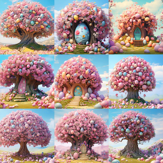 Easter Trees Background Bundle
