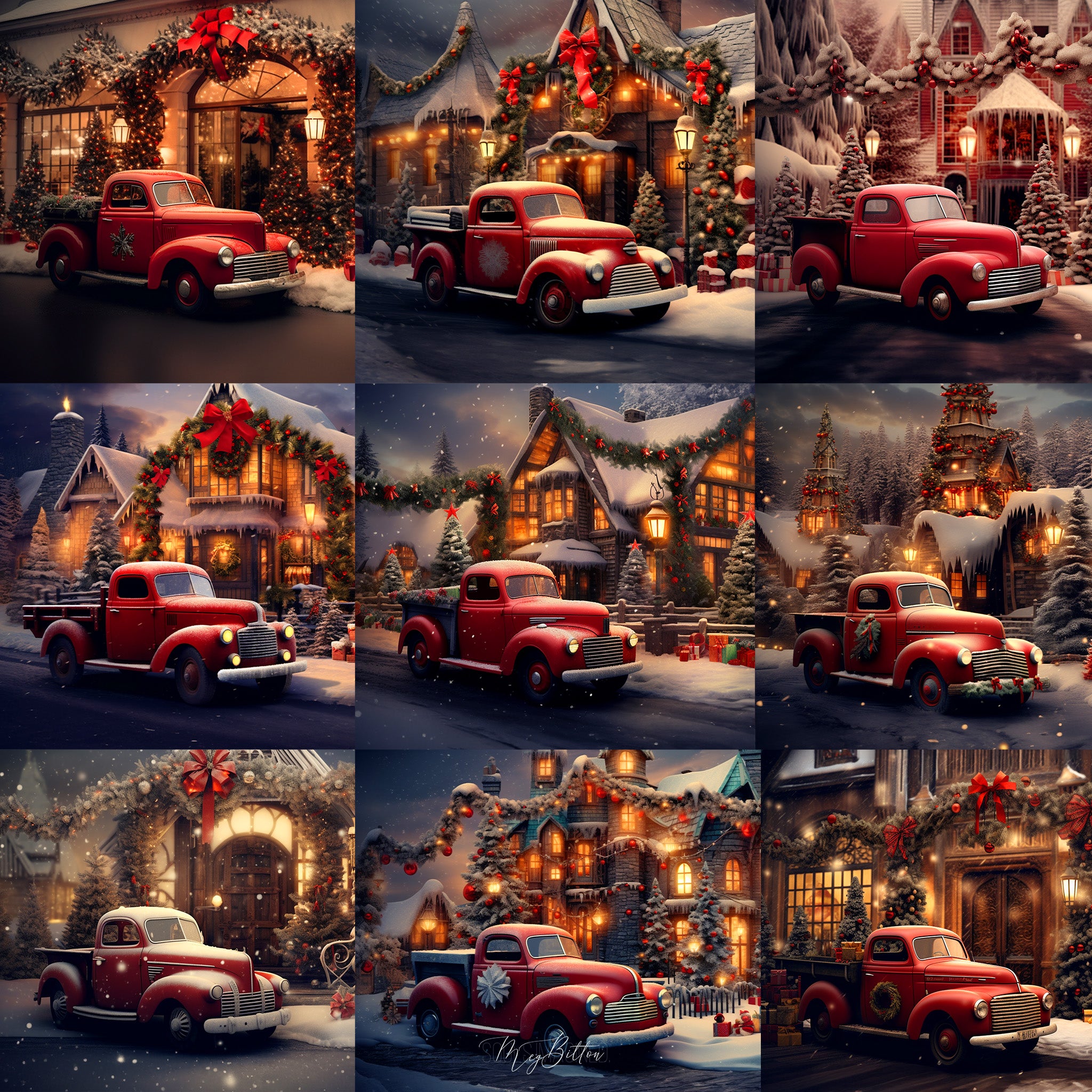 Holiday Trucks Background Bundle