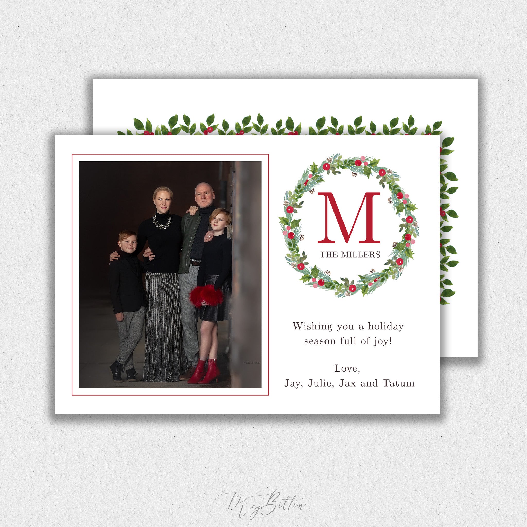 Monogram Christmas Card Template