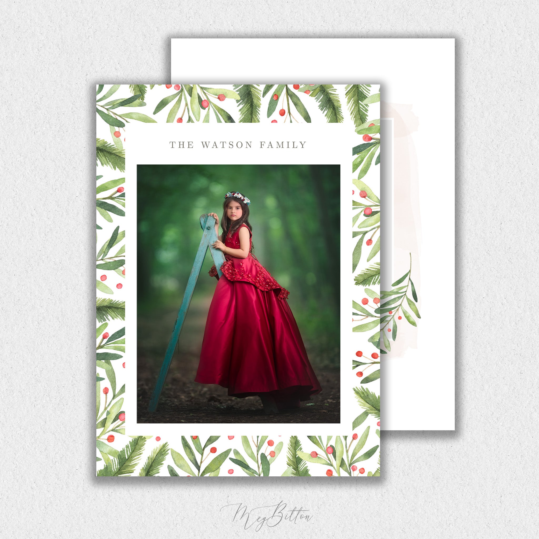 Holly Christmas Card Template #1