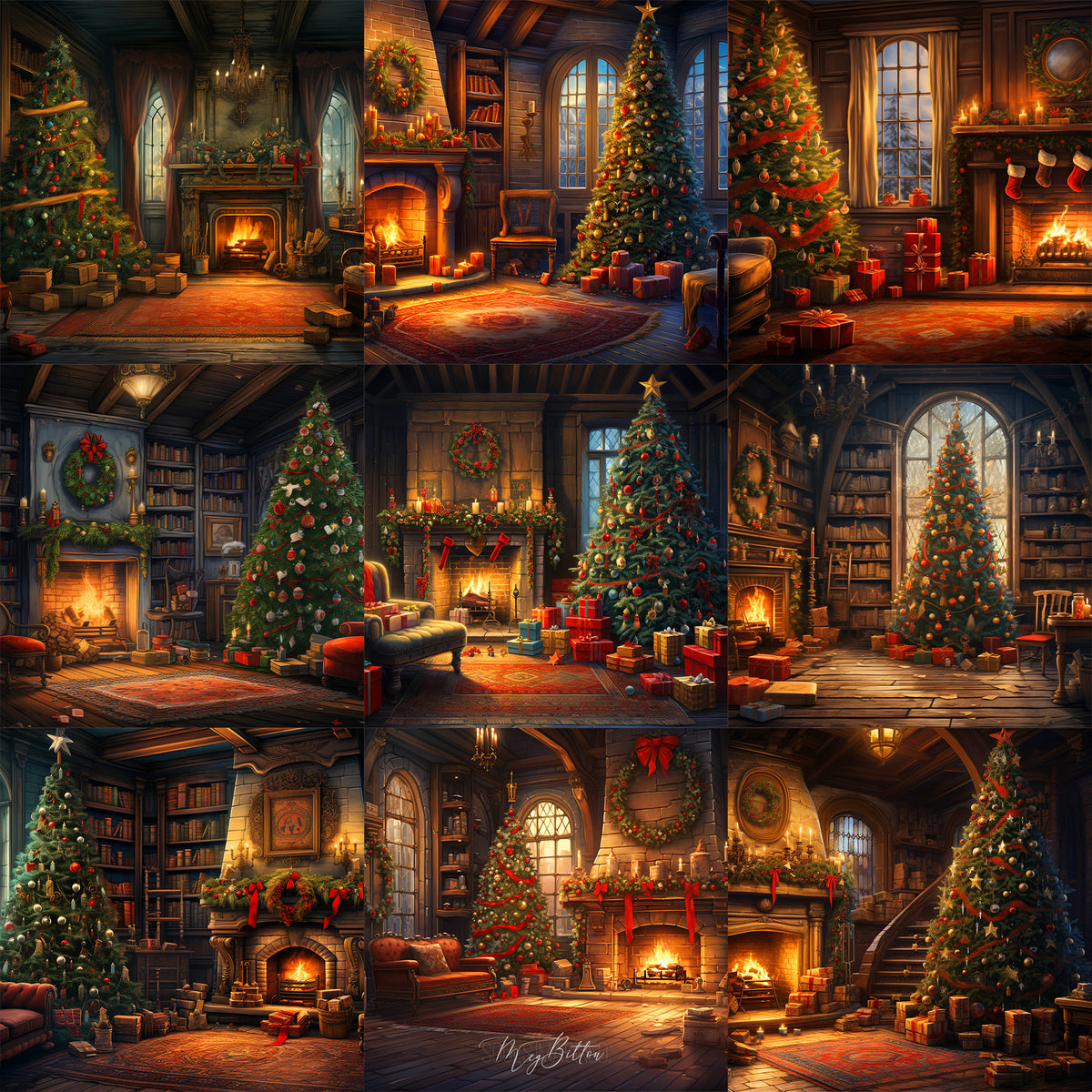 Illustrated Christmas Eve Background Bundle