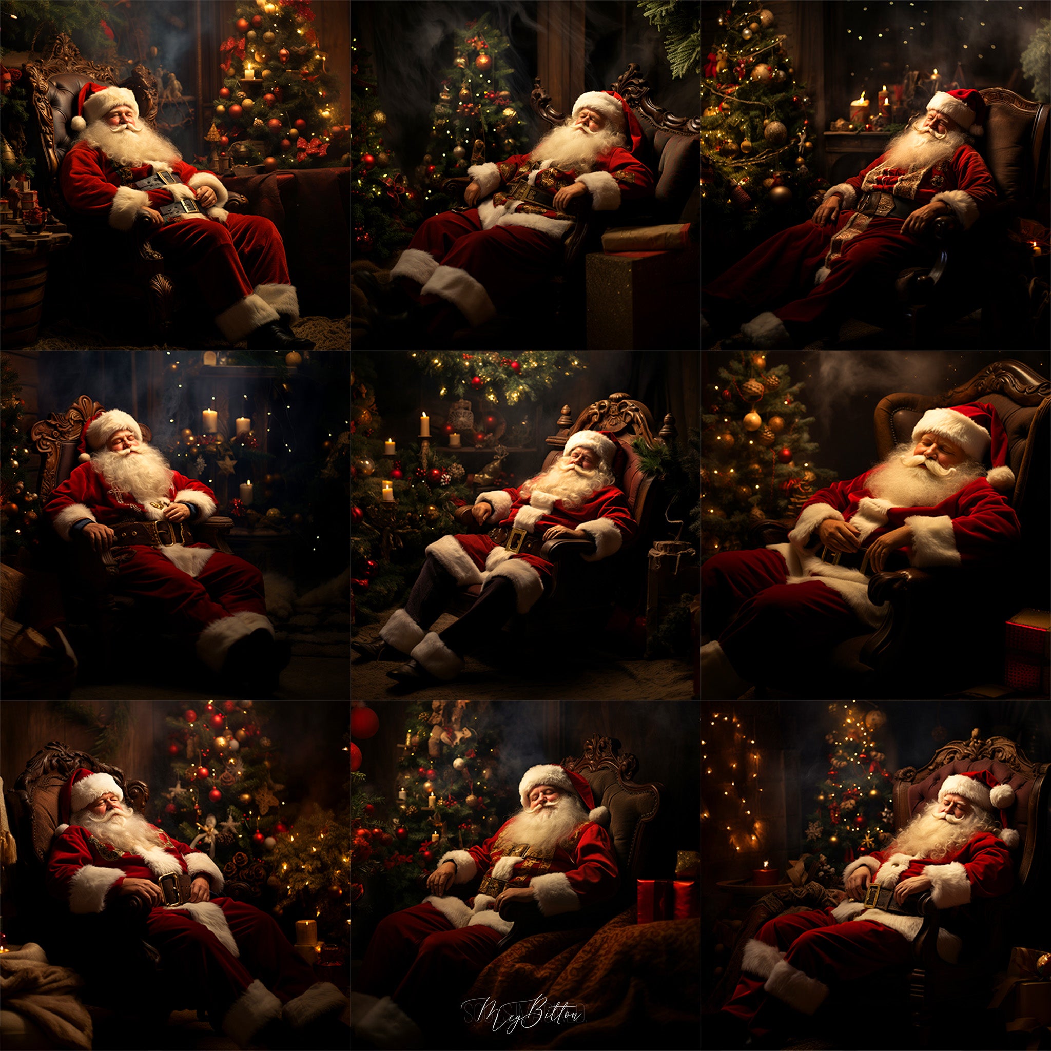 Napping Santa Background Bundle