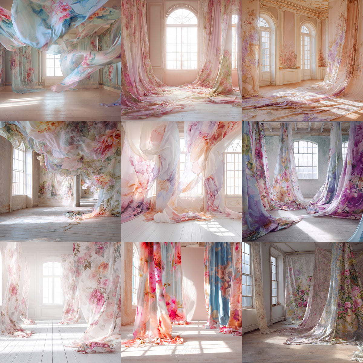Elegant Floral Silks Background Bundle