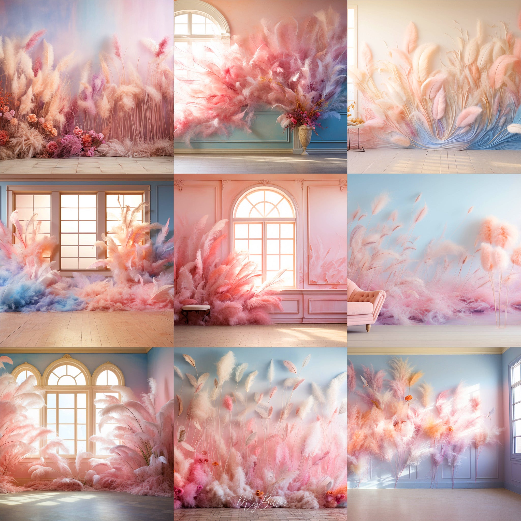 Ultimate Pastel Plumes Background Bundle