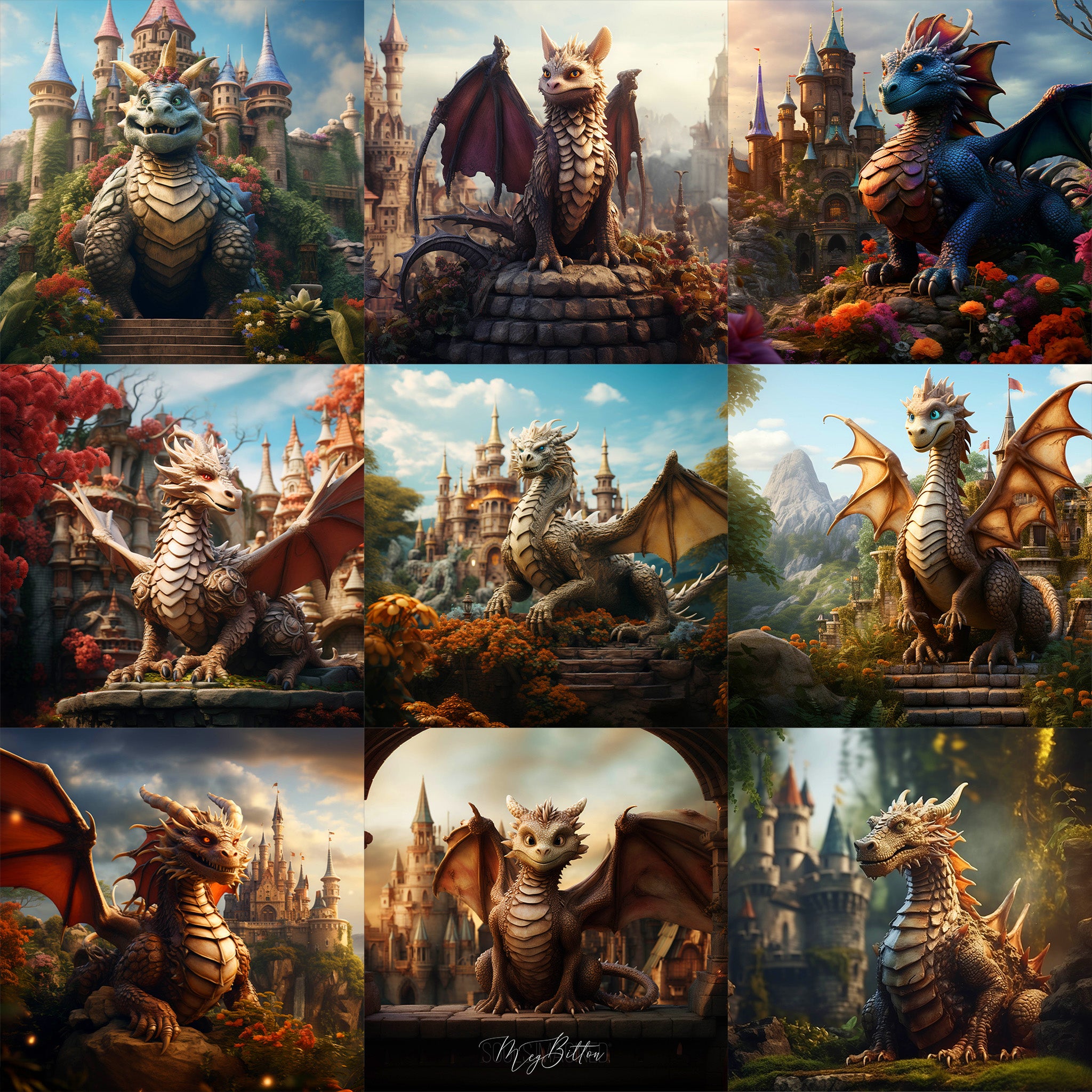 Castle Dragon Background Bundle