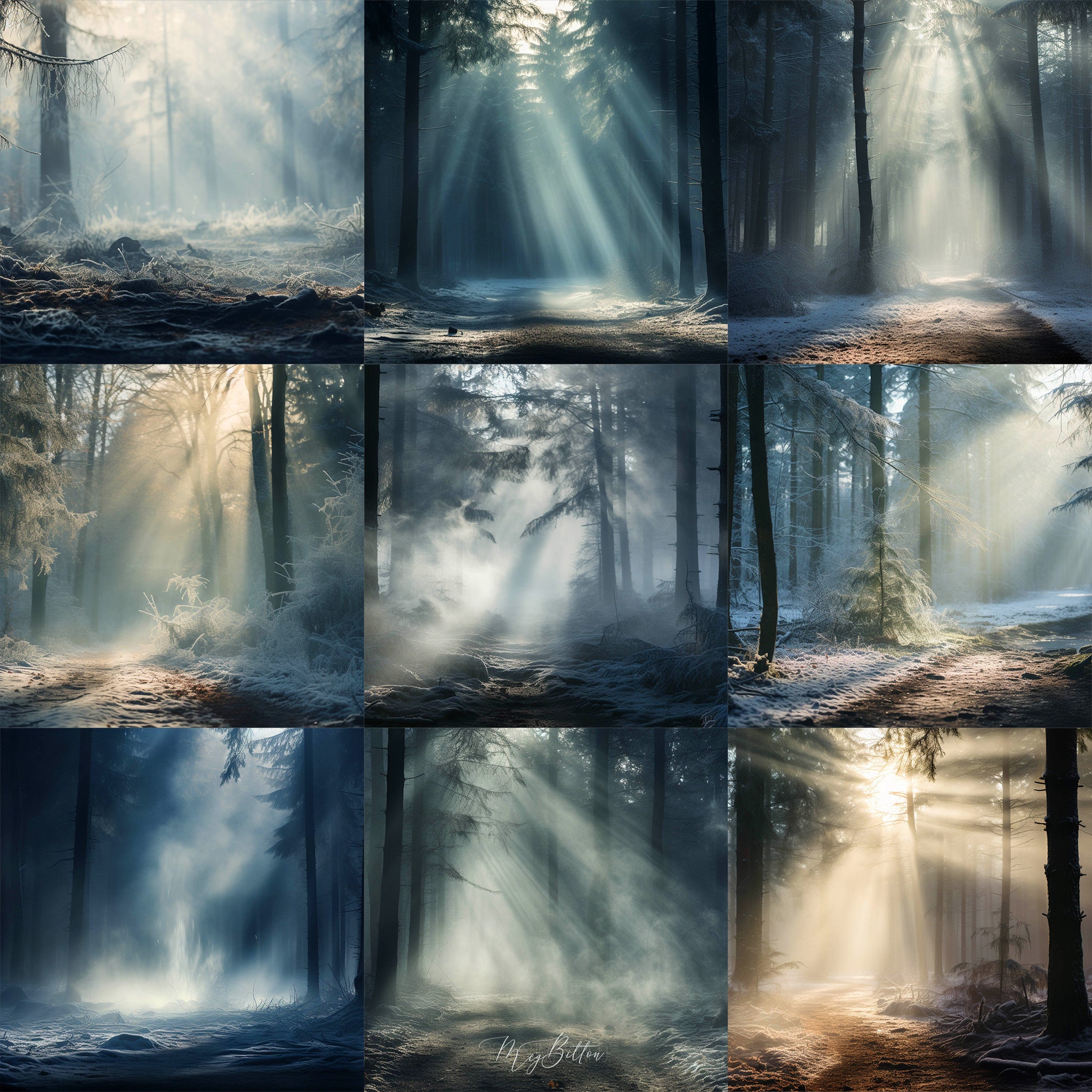 Winter Solstice Forest Background Bundle