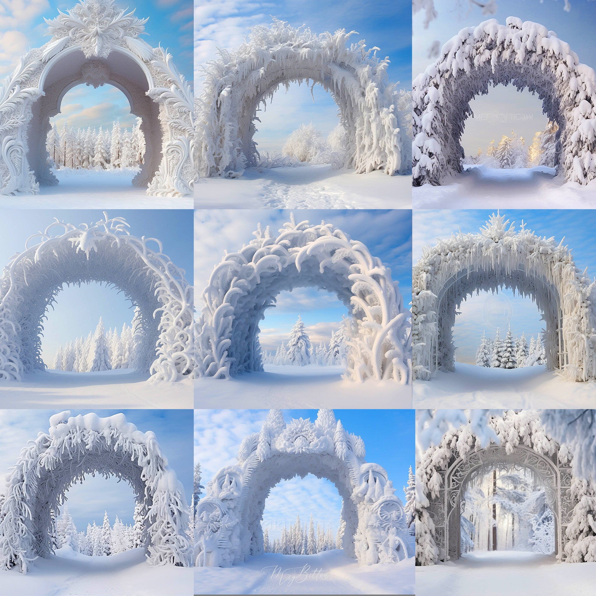 Winter Arches Background Bundle