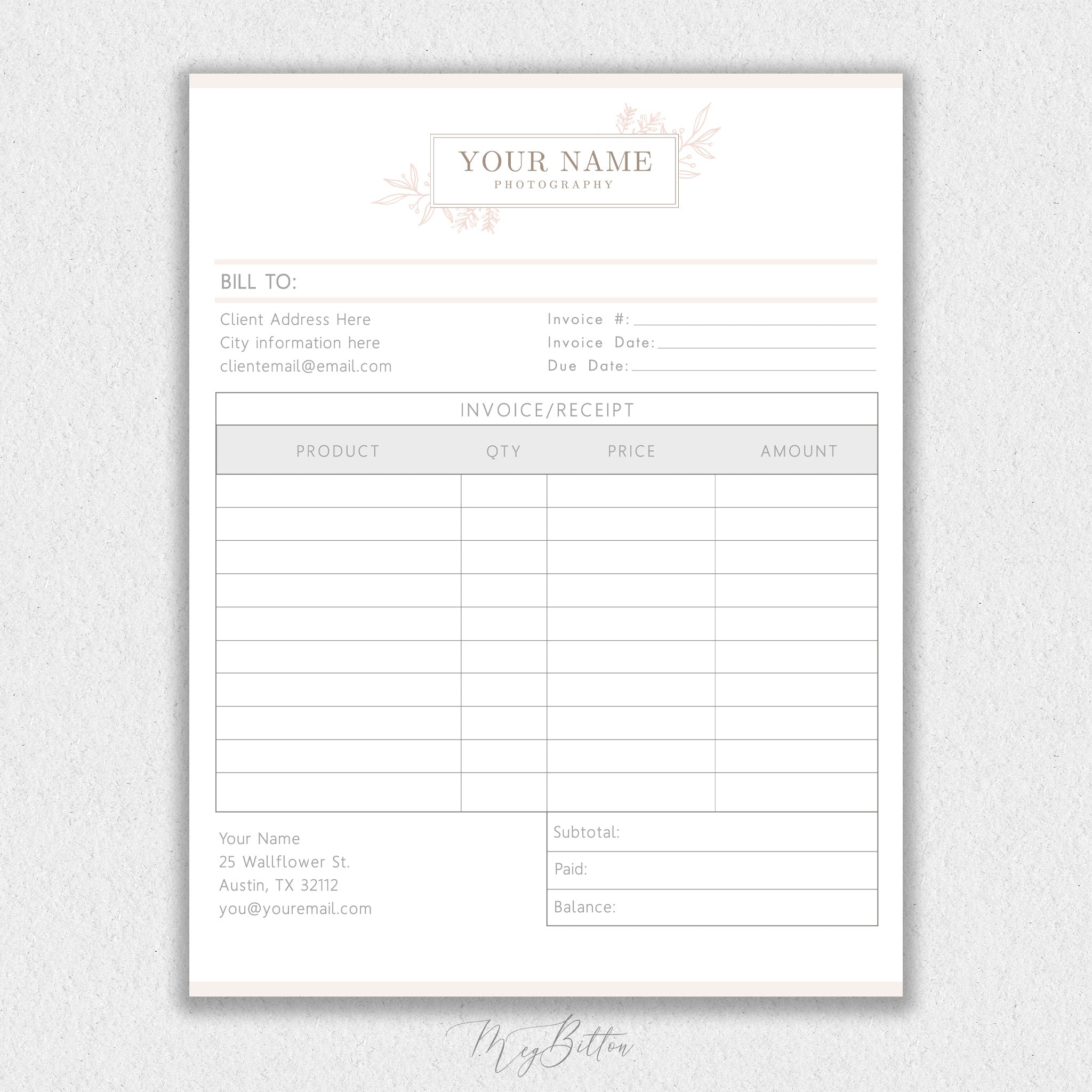 Invoice Form Template