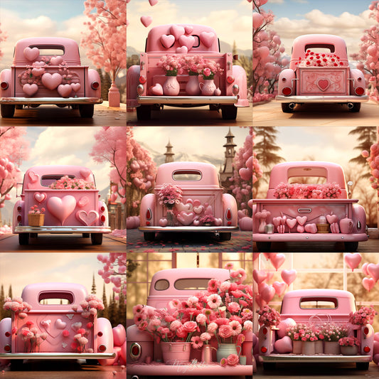 Valentine's Truck Background Bundle