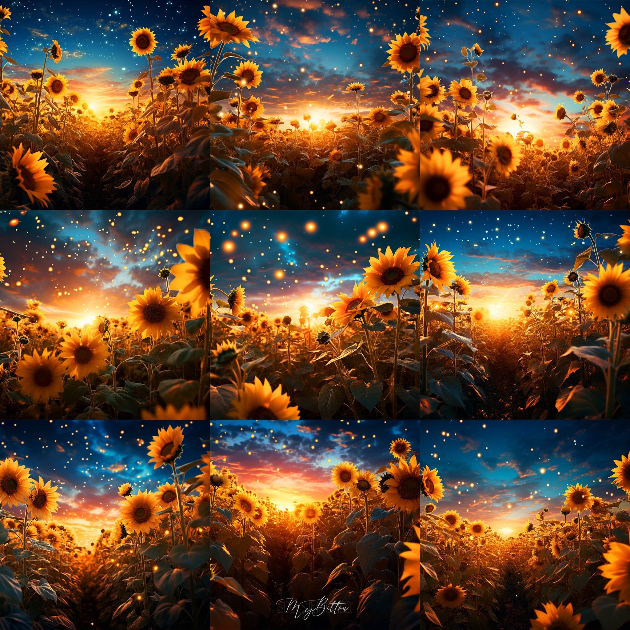 Fantasy Sunflowers Background Bundle