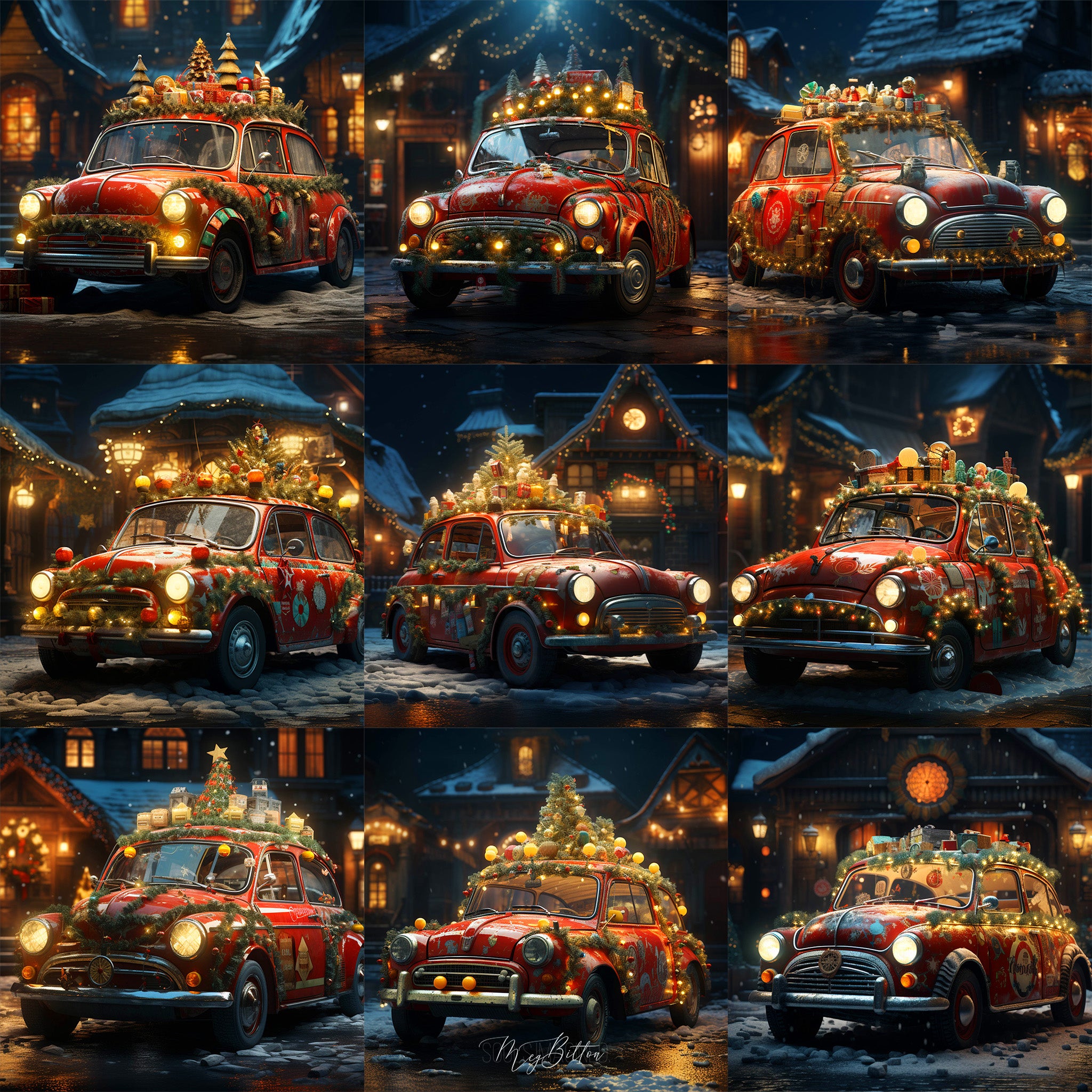 Christmas Car Background Bundle