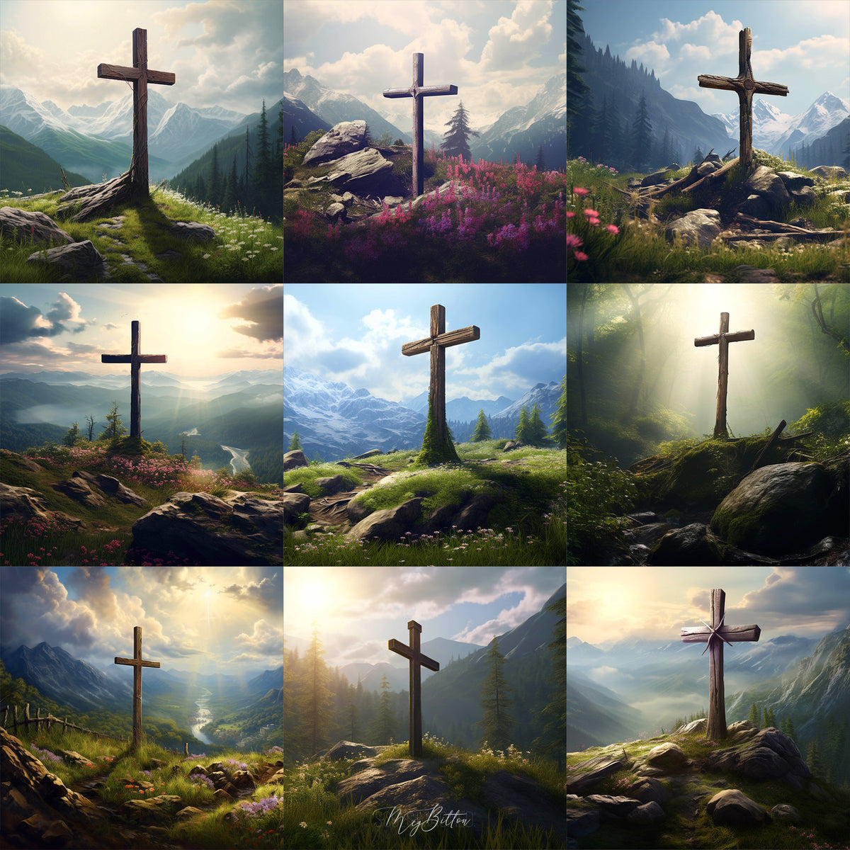 Easter Cross Background Bundle