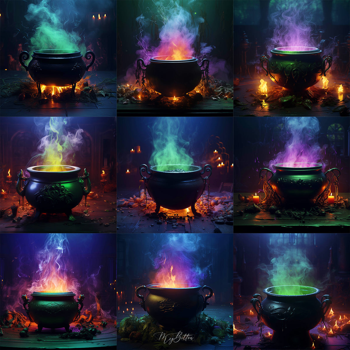 Witch's Cauldron Background Bundle