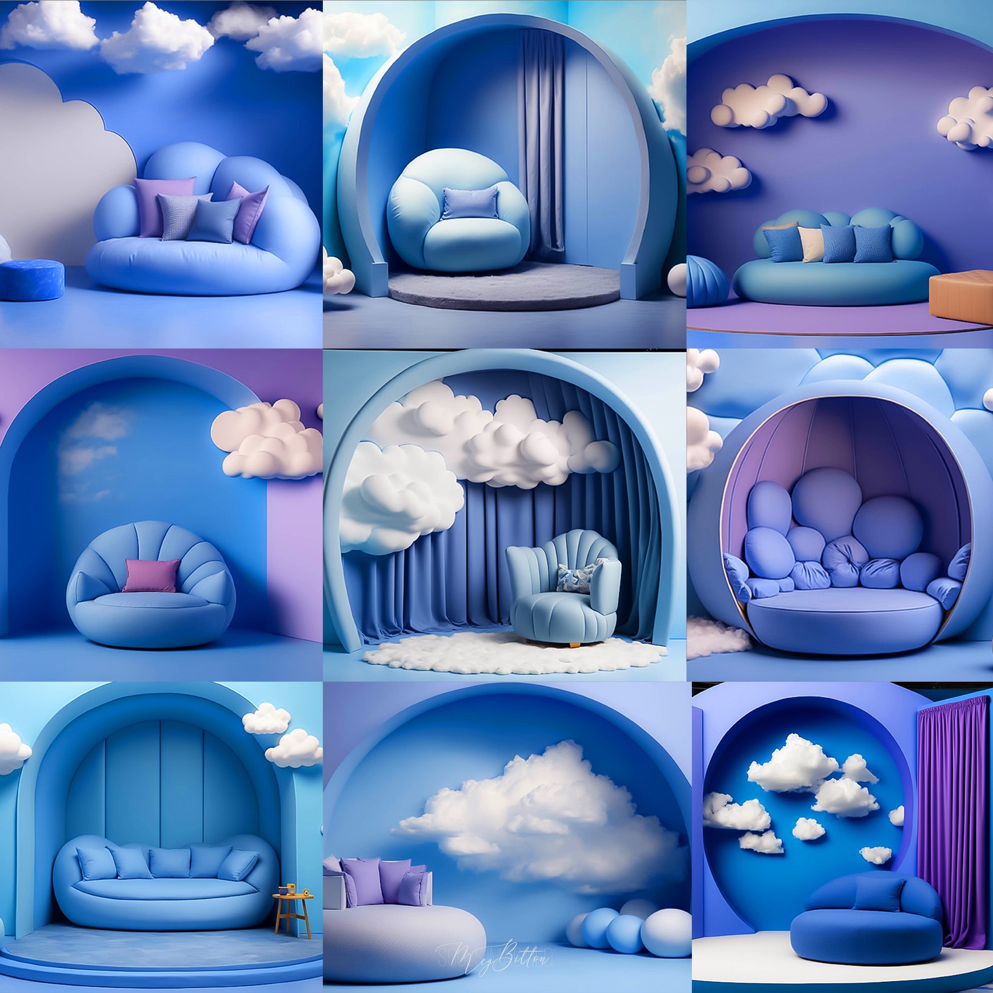 Cloudy with a Chance of Periwinkle Background Bundle