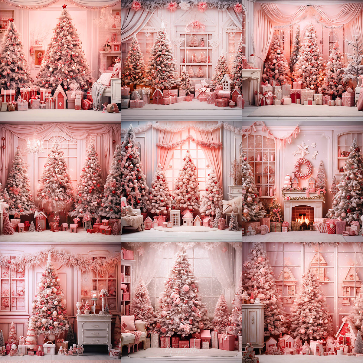 Pretty Pink Christmas Background Bundle - Meg Bitton Productions