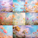 Spring Fairy Garden Background Bundle
