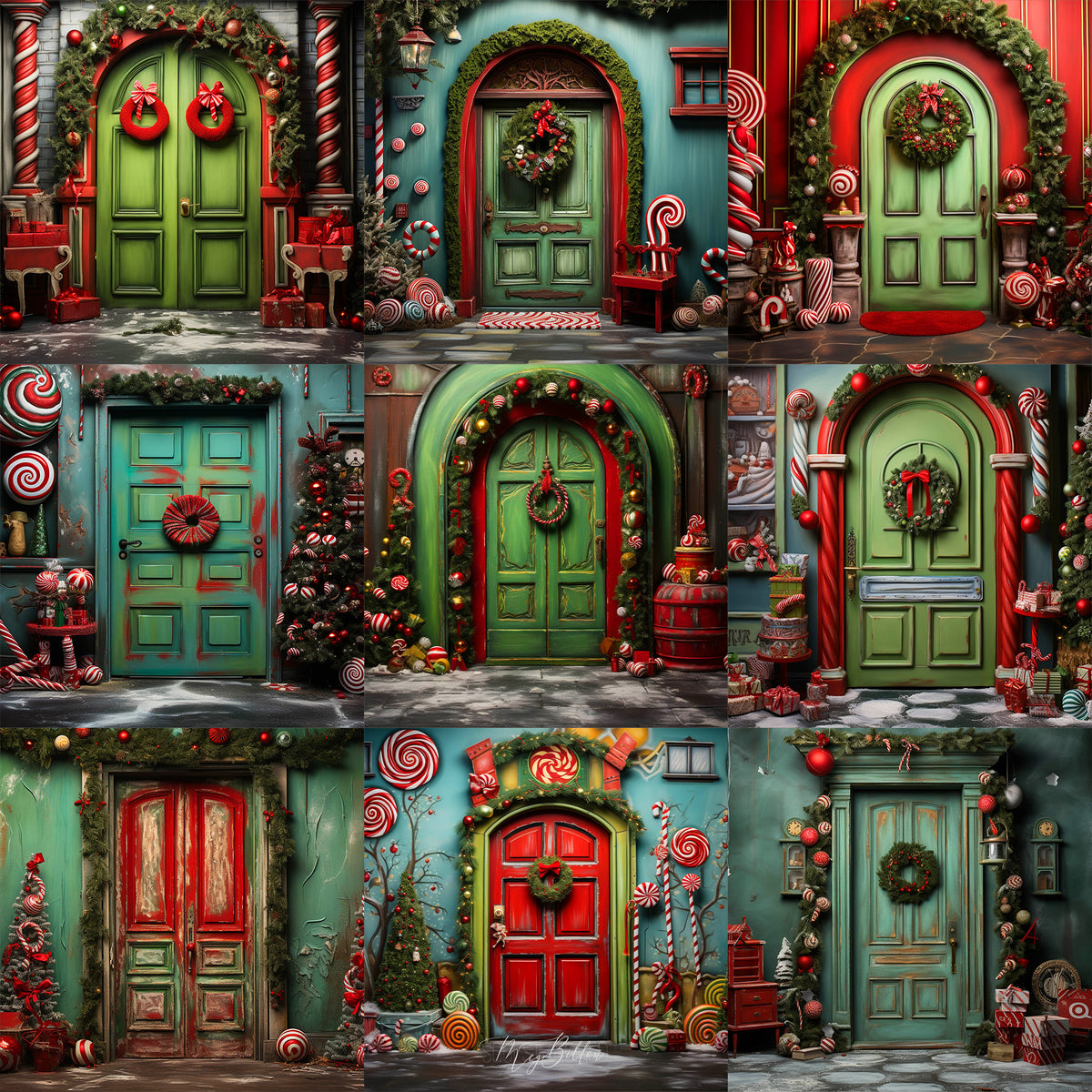 Whimsical Holiday Door Background Bundle