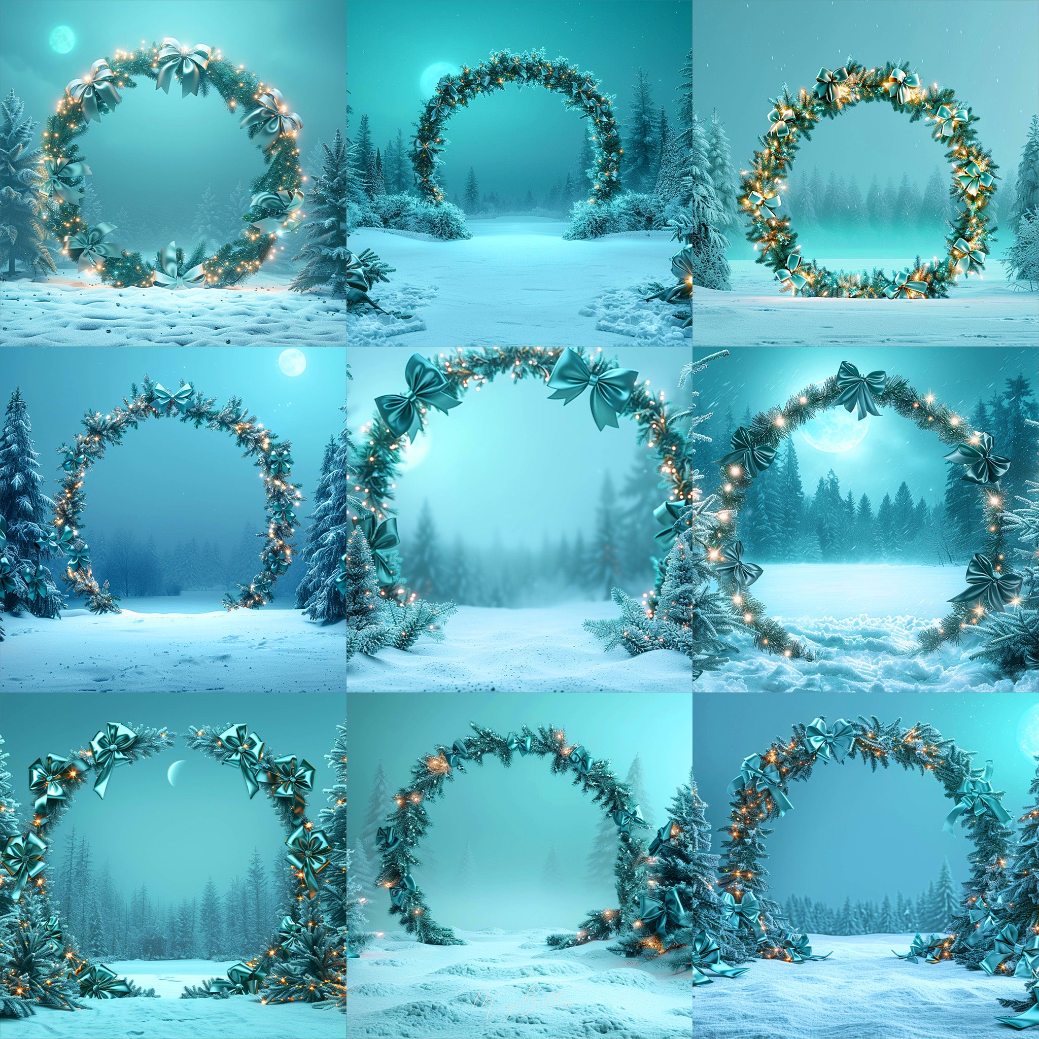 Mint Wreath Background Bundle
