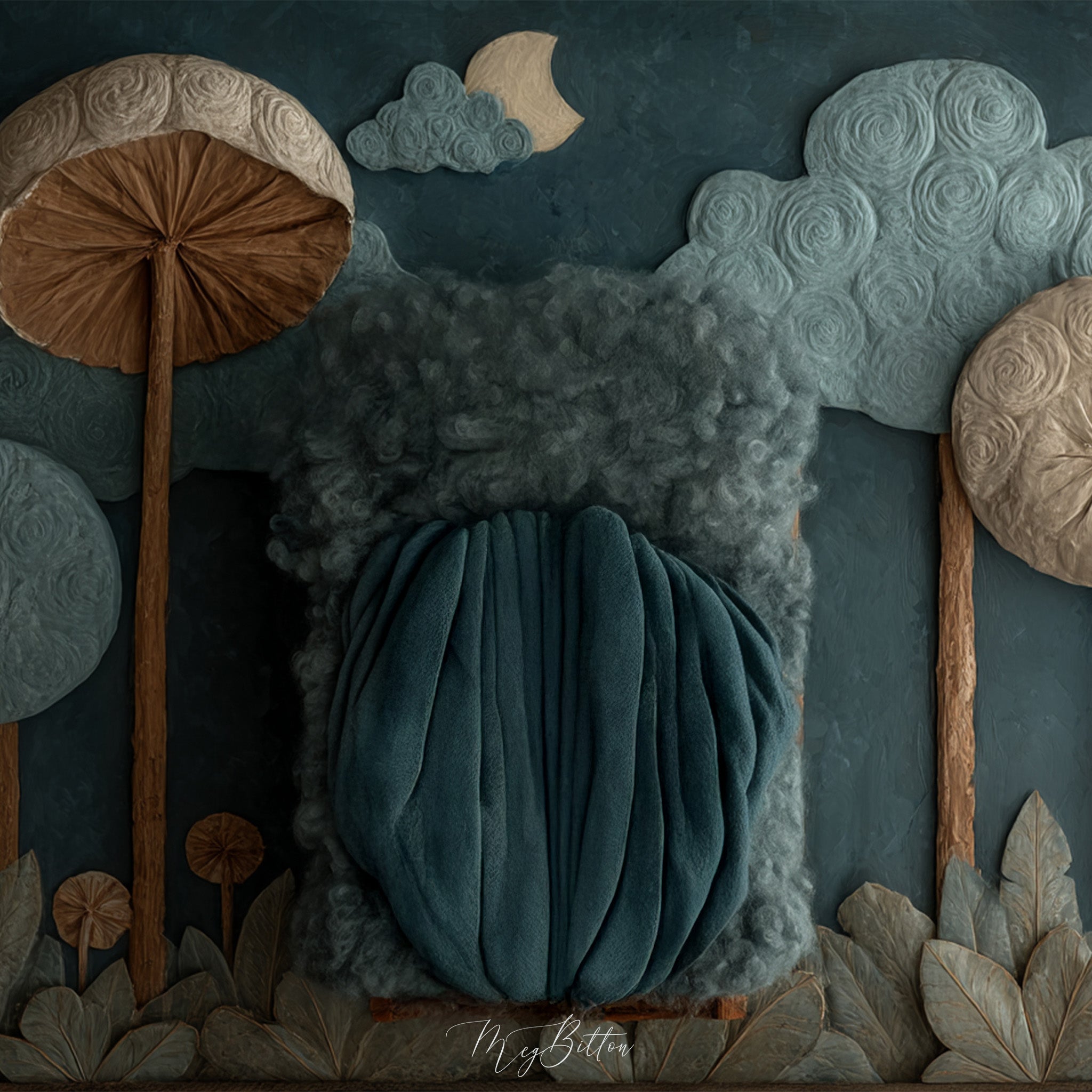 Digital Background: Boho Mushrooms