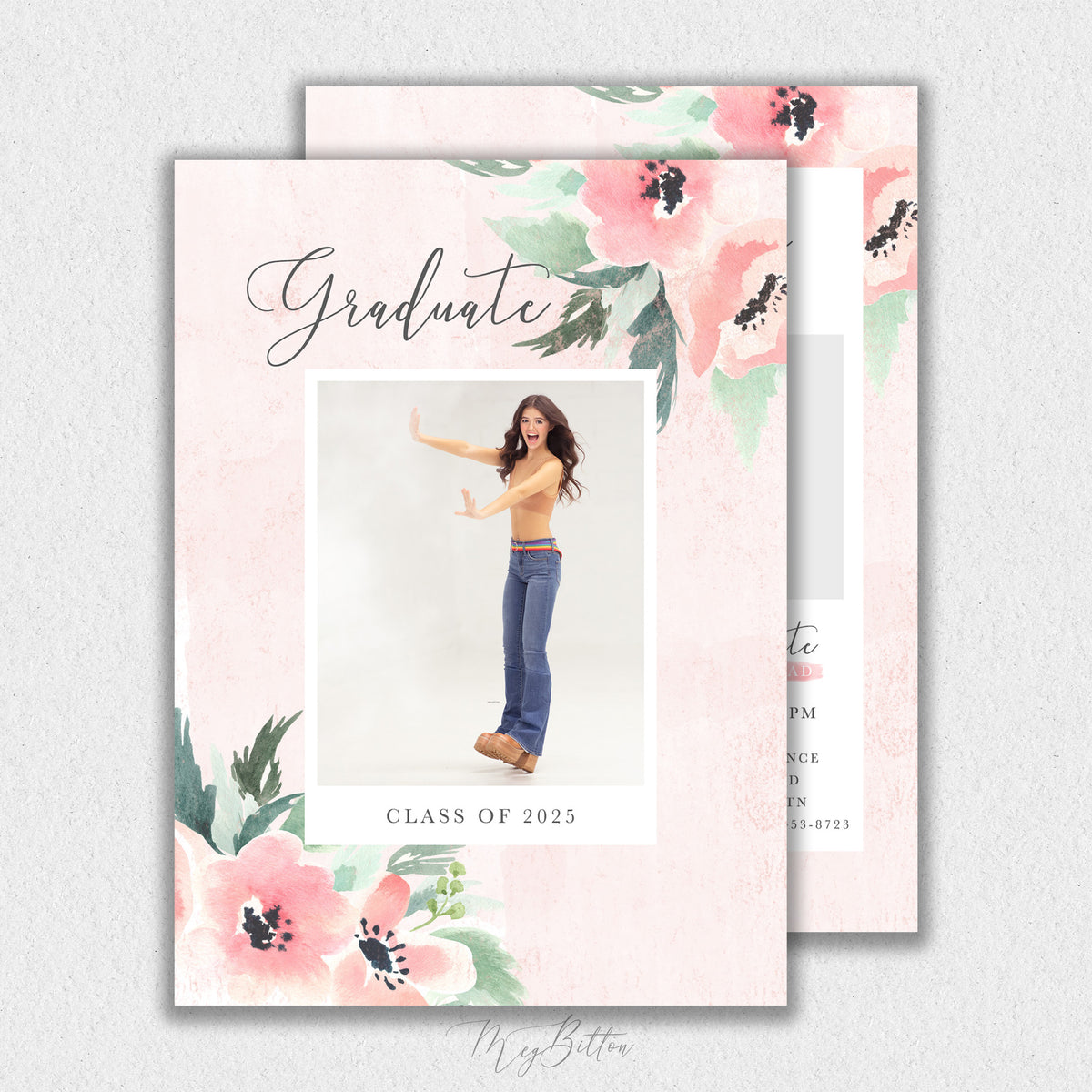 Watercolor Floral Senior Template #2