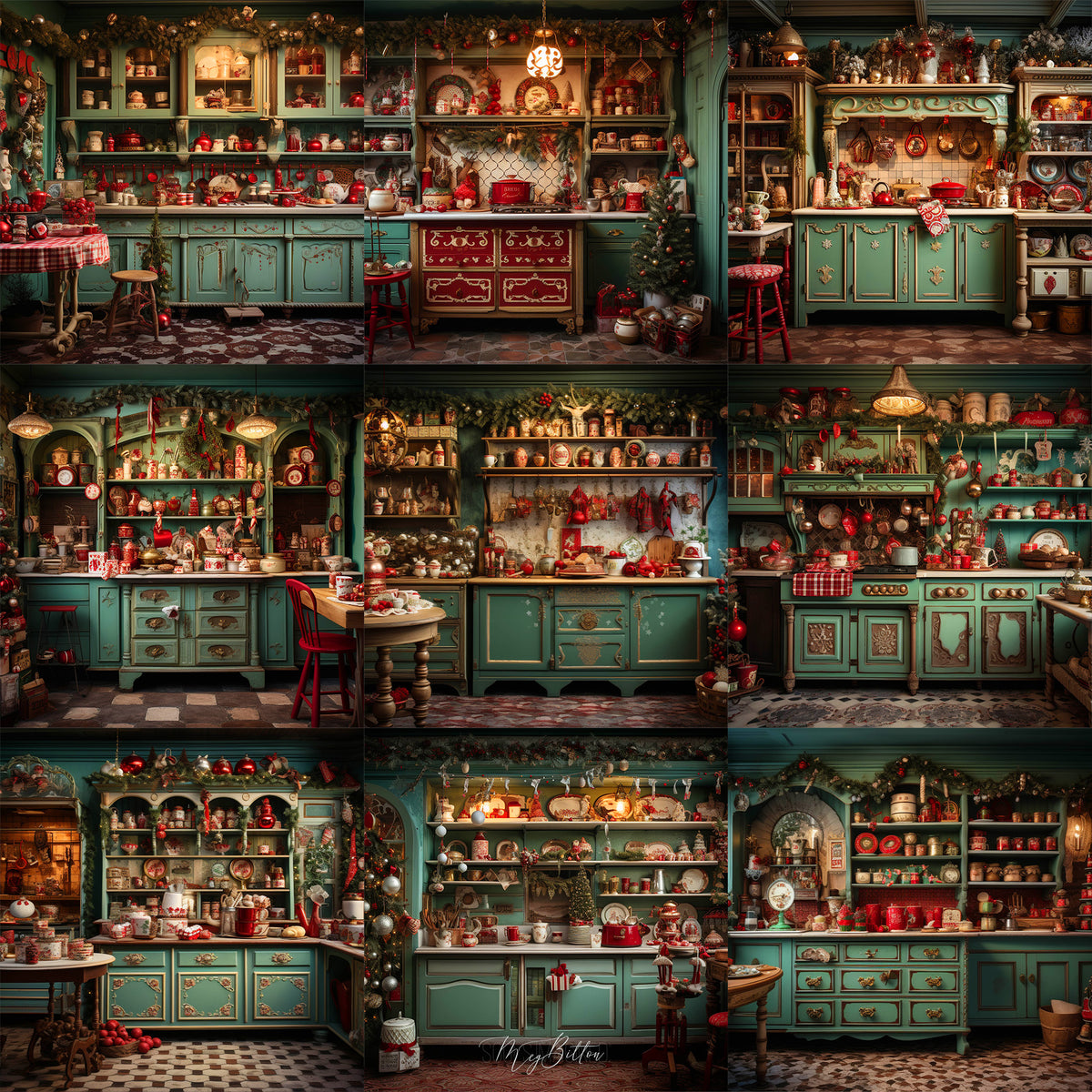 Santa's Kitchen Background Bundle