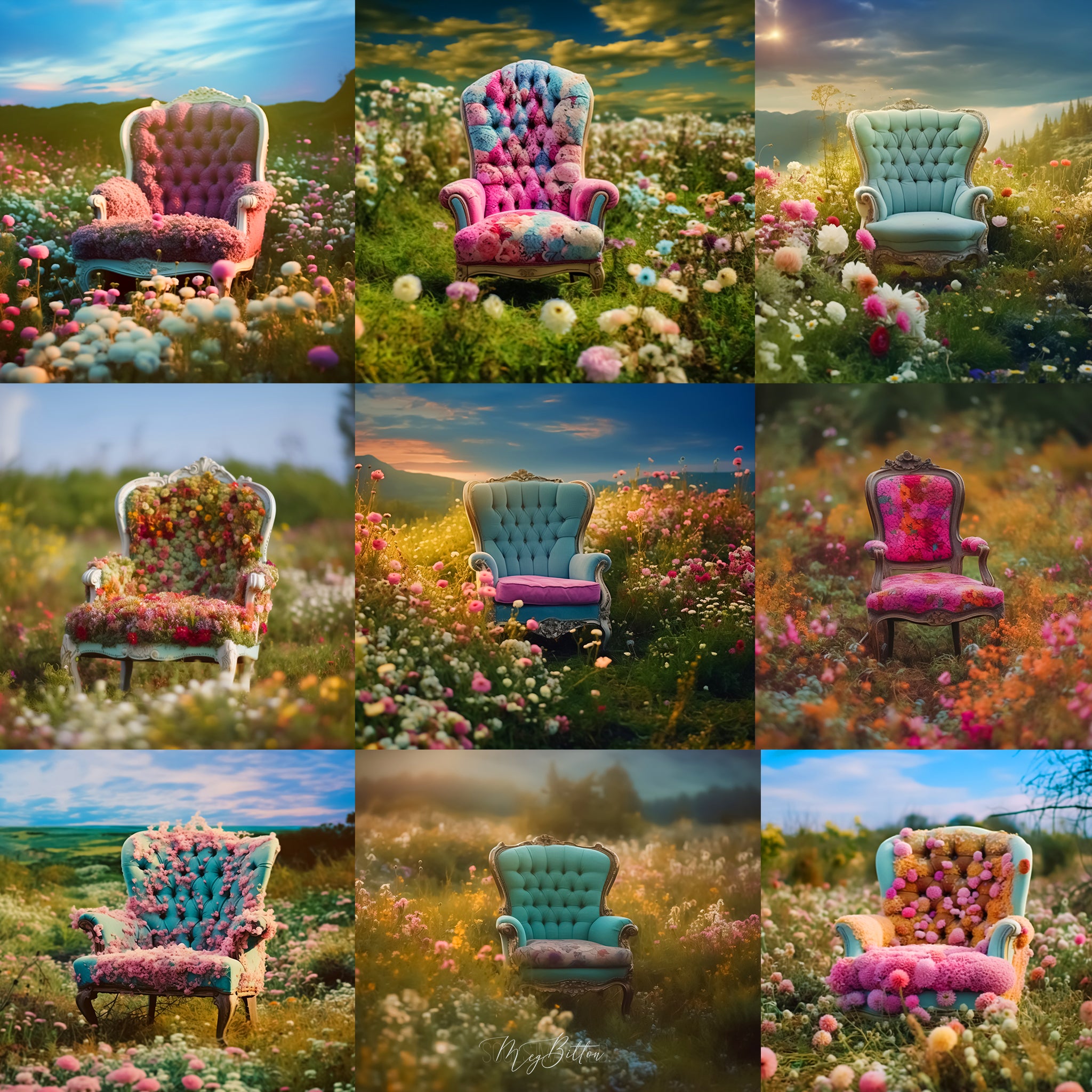 Fabulous Floral Chair Background Bundle