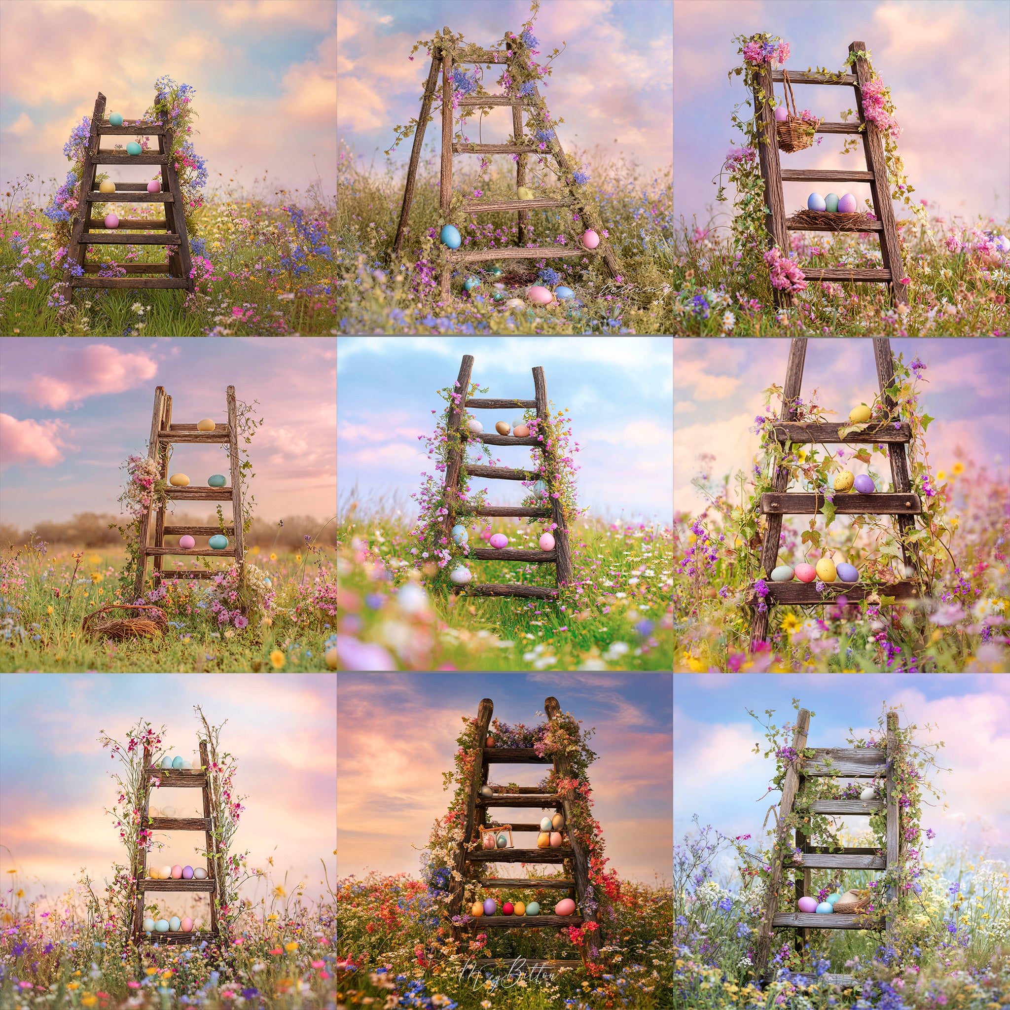 Easter Ladder Background Bundle