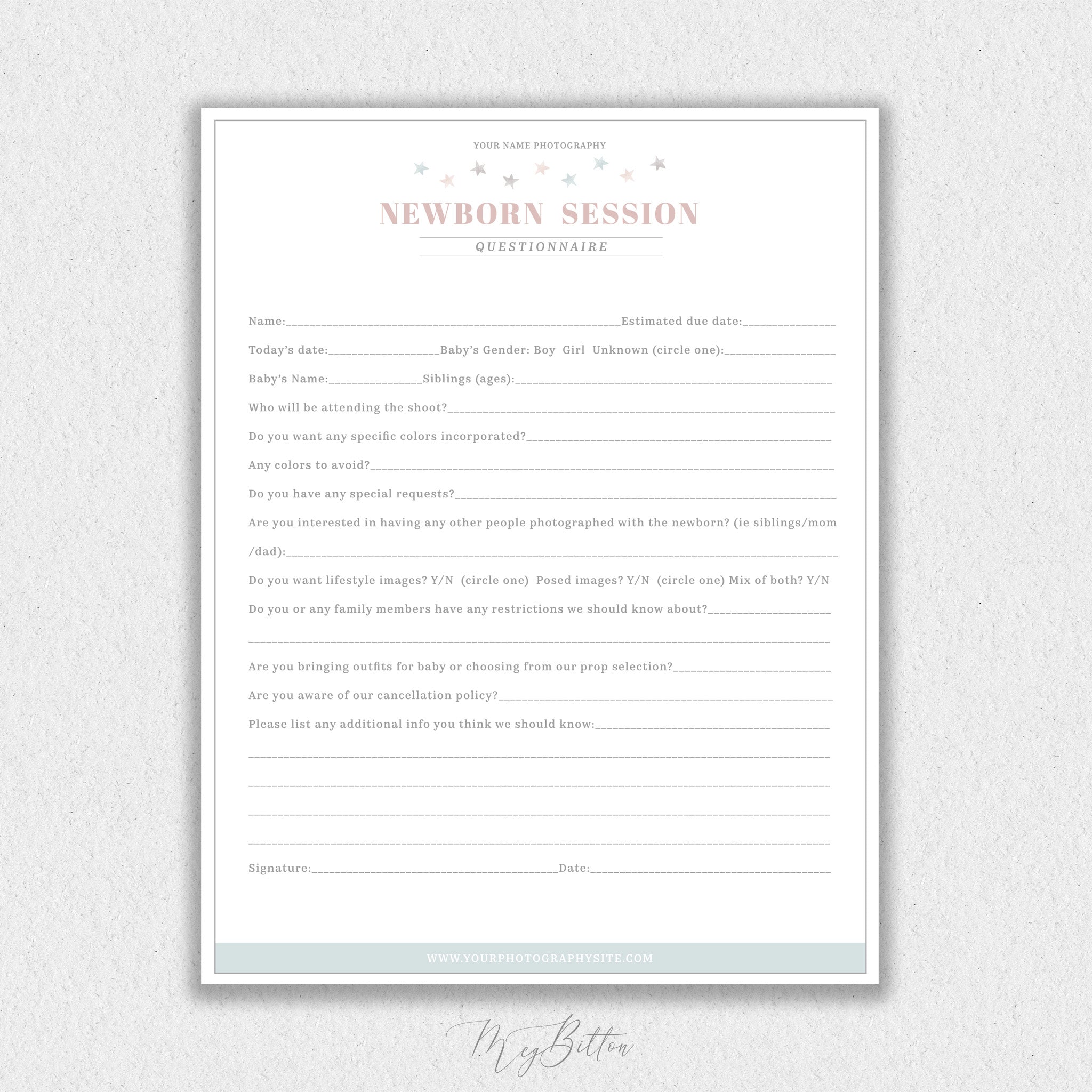 Newborn Questionnaire Template