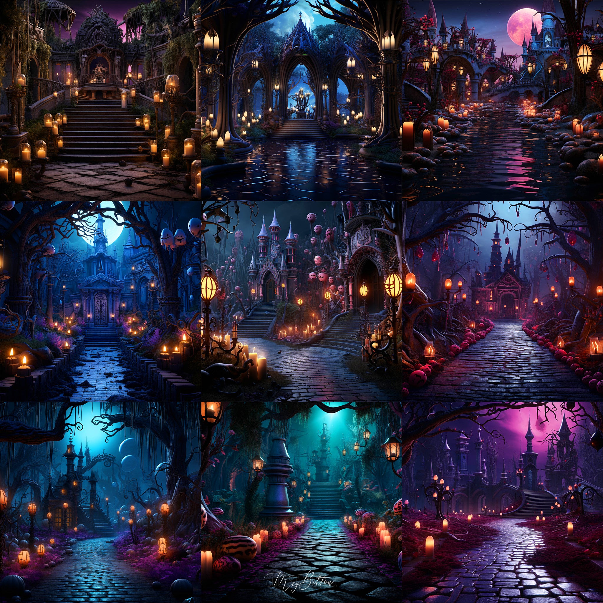 Ultimate Candlelit Graveyard Background Bundle